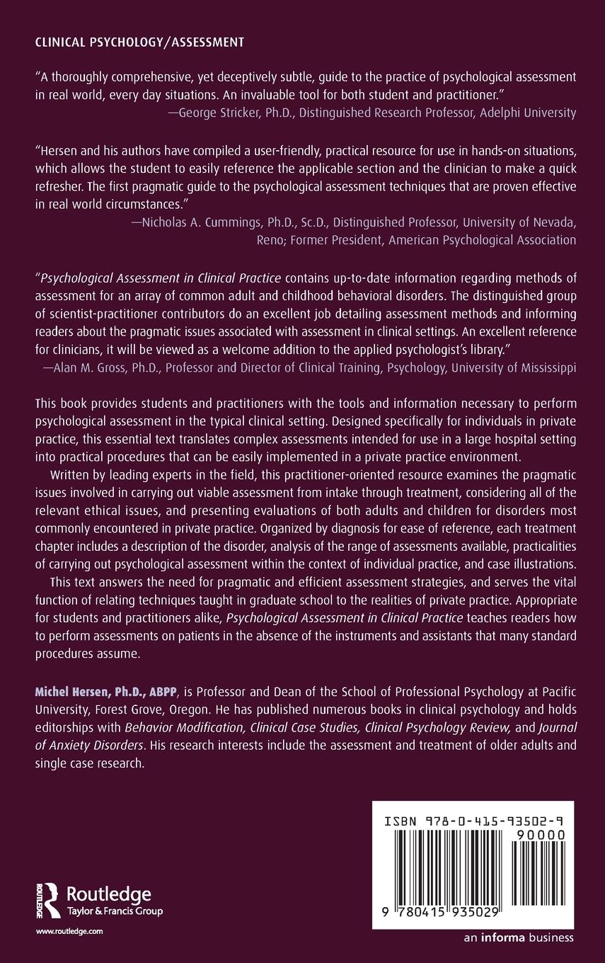 Rückseitencover Psychological Assessment in Clinical Practice