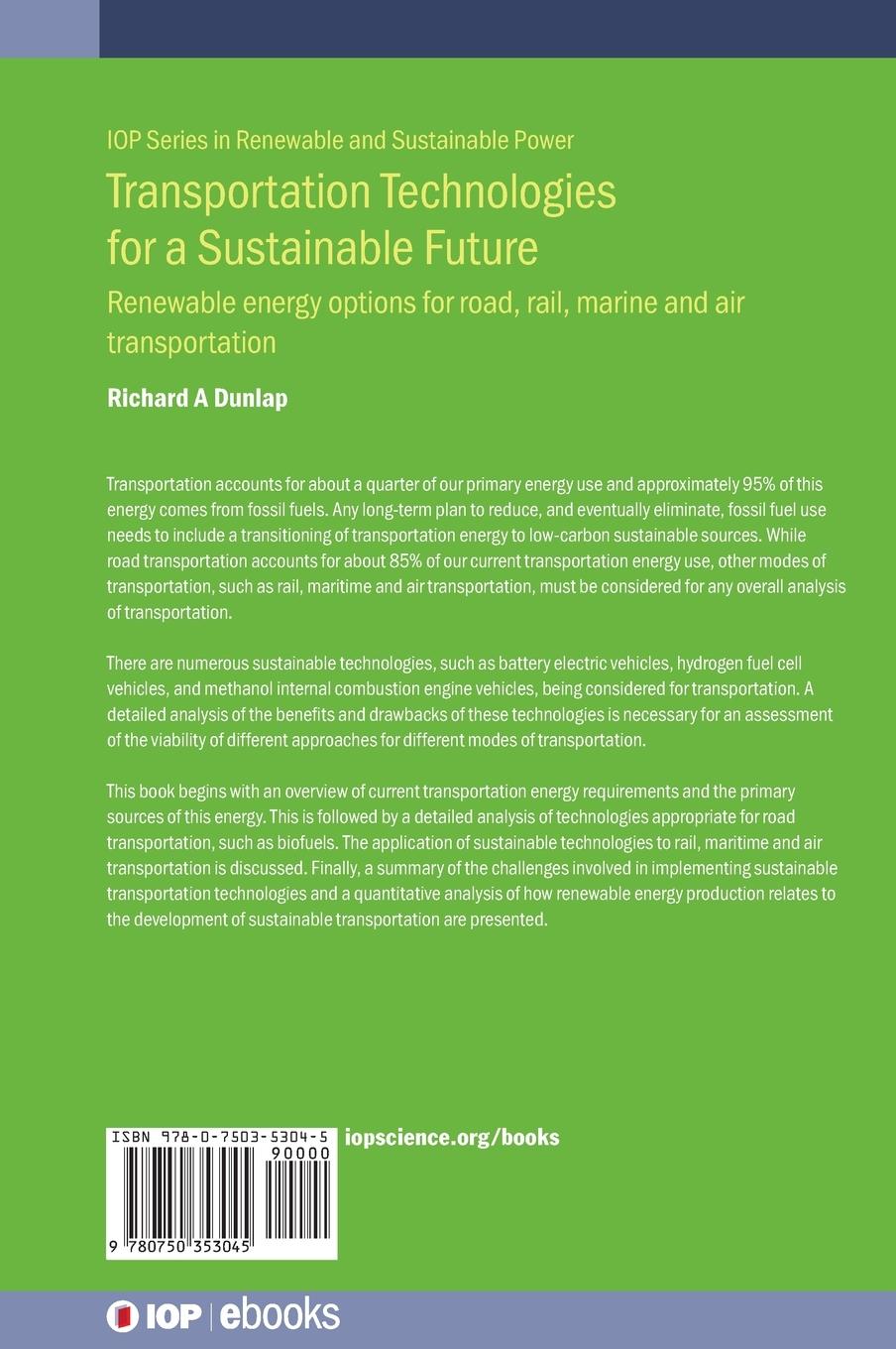 Rückseitencover Transportation Technologies for a Sustainable Future