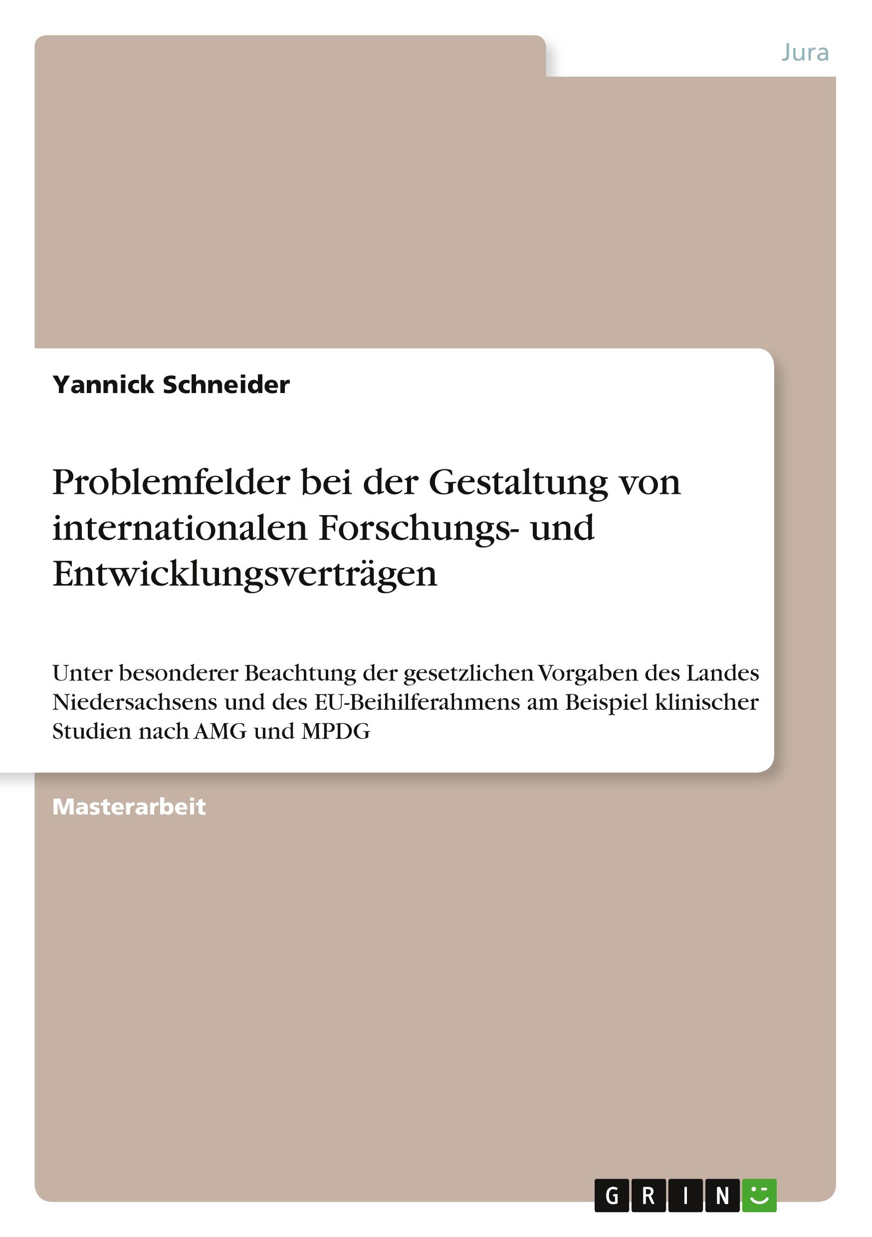 Vorderes Coverbild Problemfelder bei der Gestaltung von internationalen Forschungs- und Entwicklungsverträgen