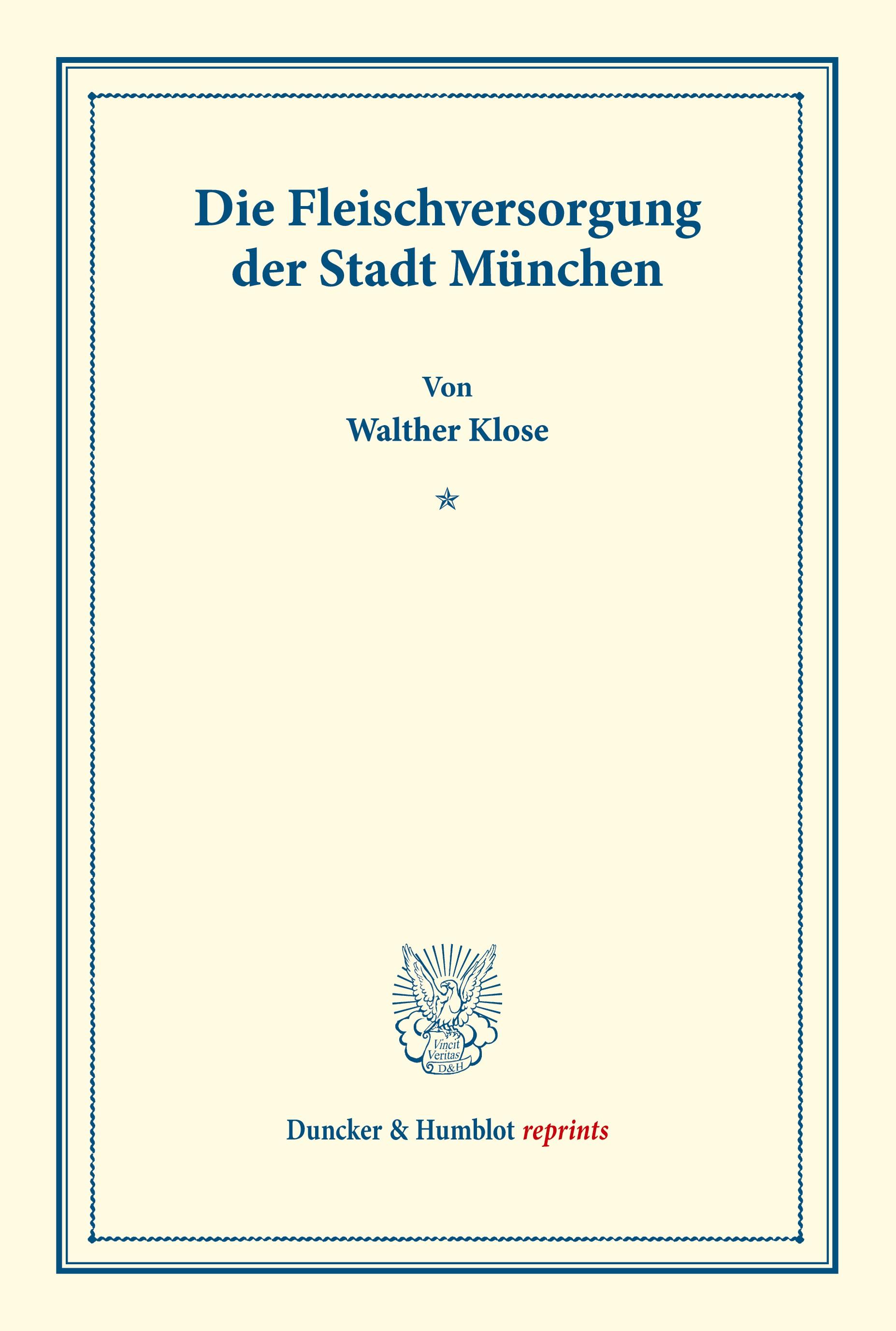 Vorderes Coverbild Die Fleischversorgung der Stadt München.