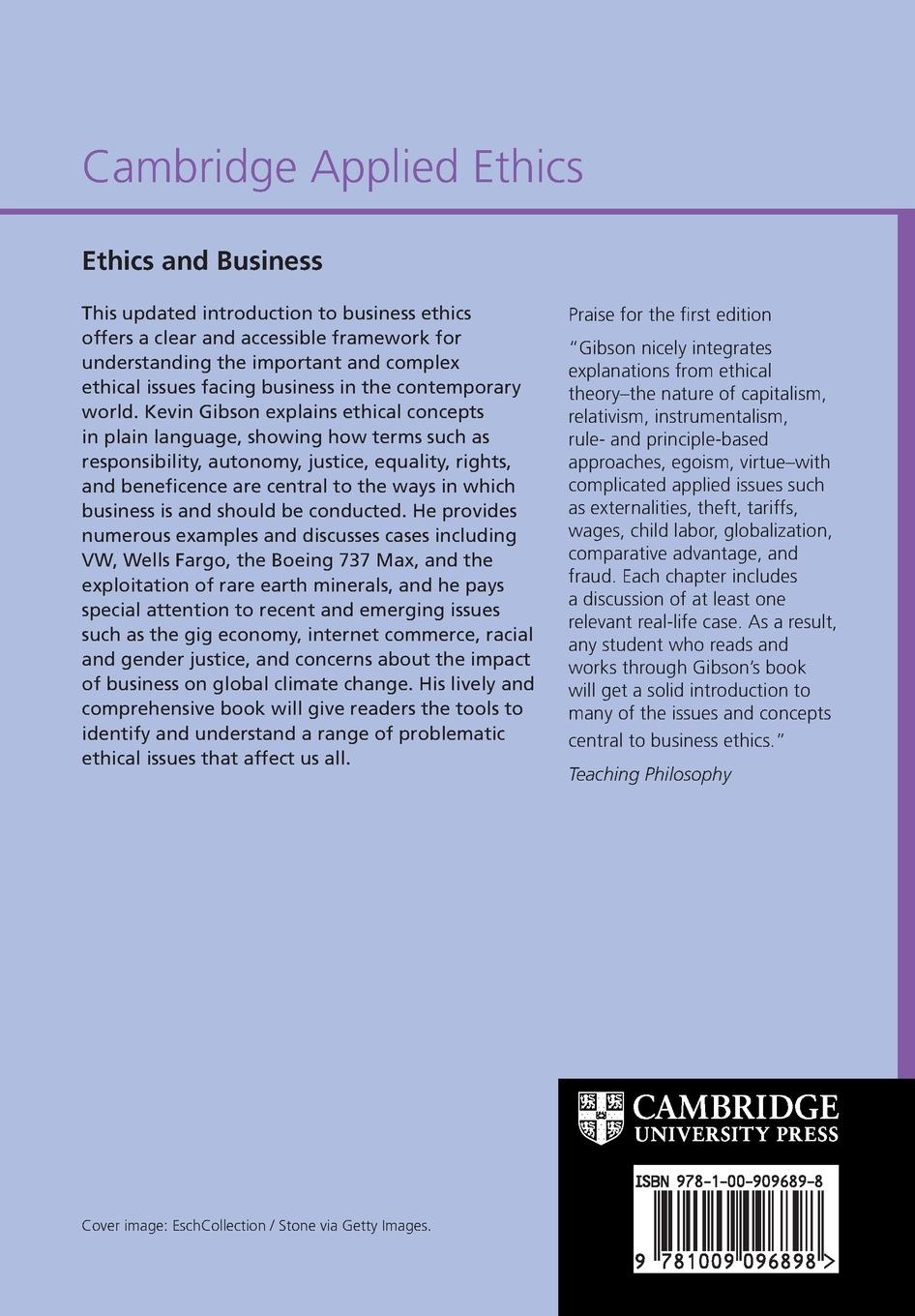 Rückseitencover Ethics and Business