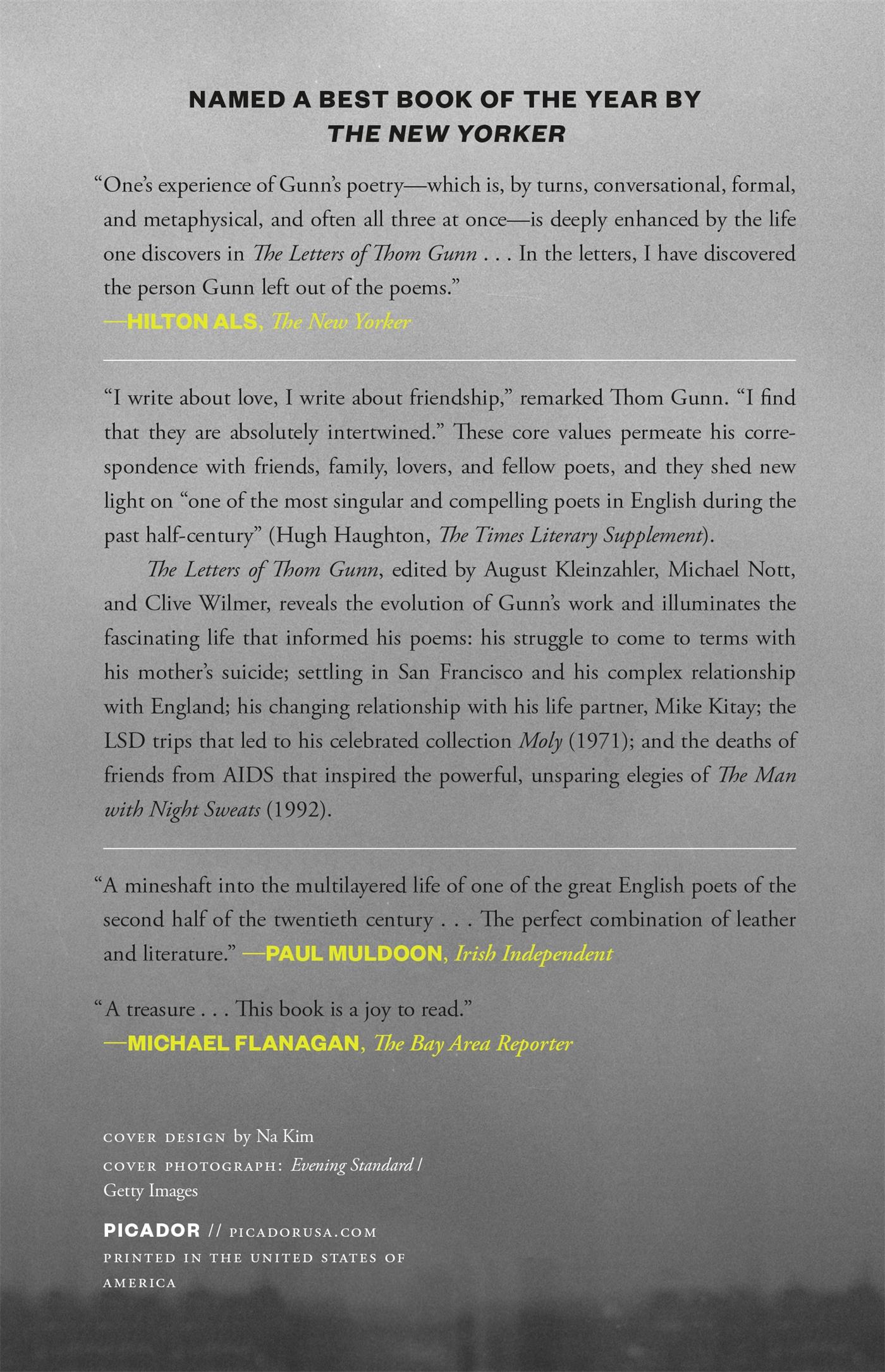 Rückseitencover The Letters of Thom Gunn