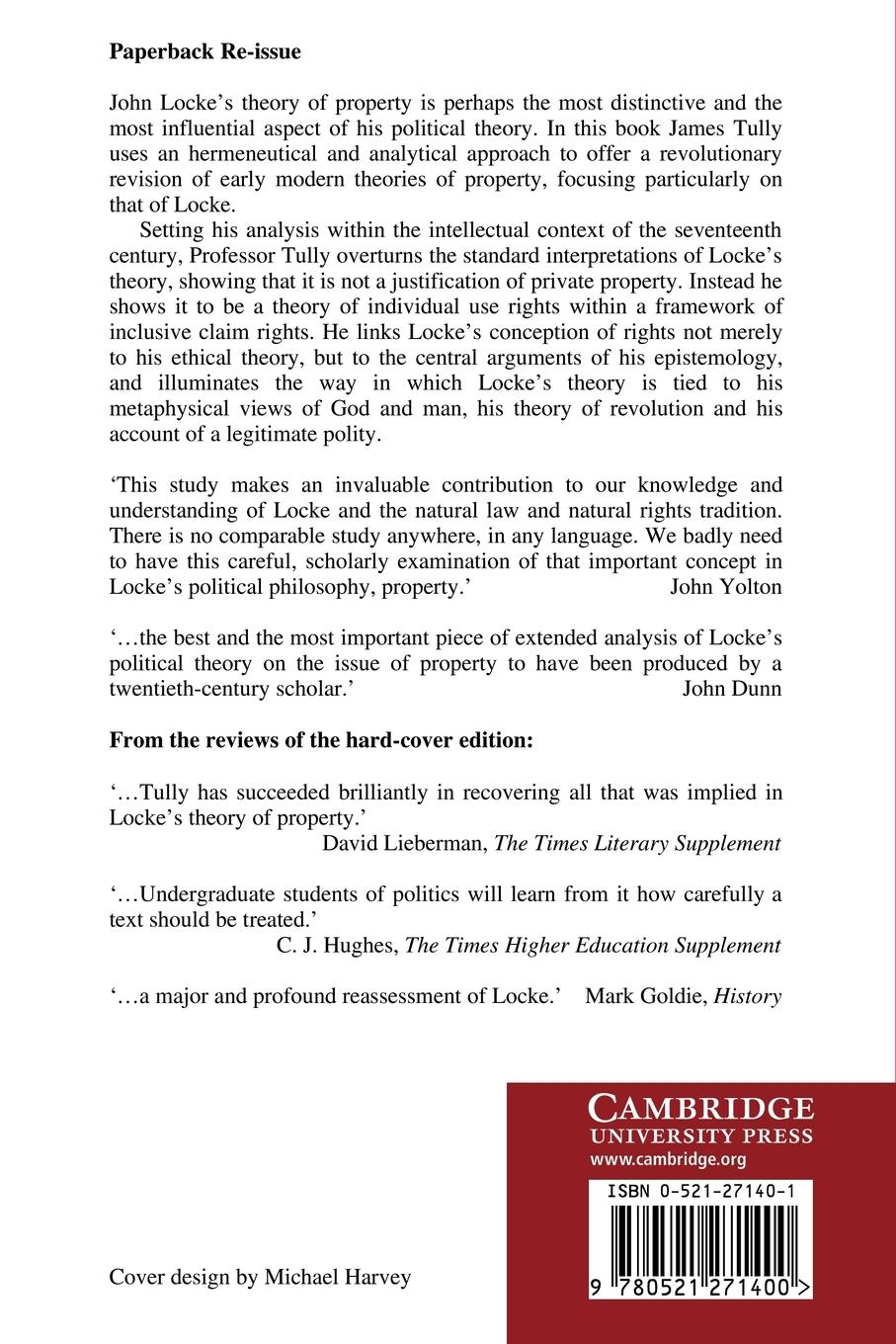 Rückseitencover A Discourse on Property