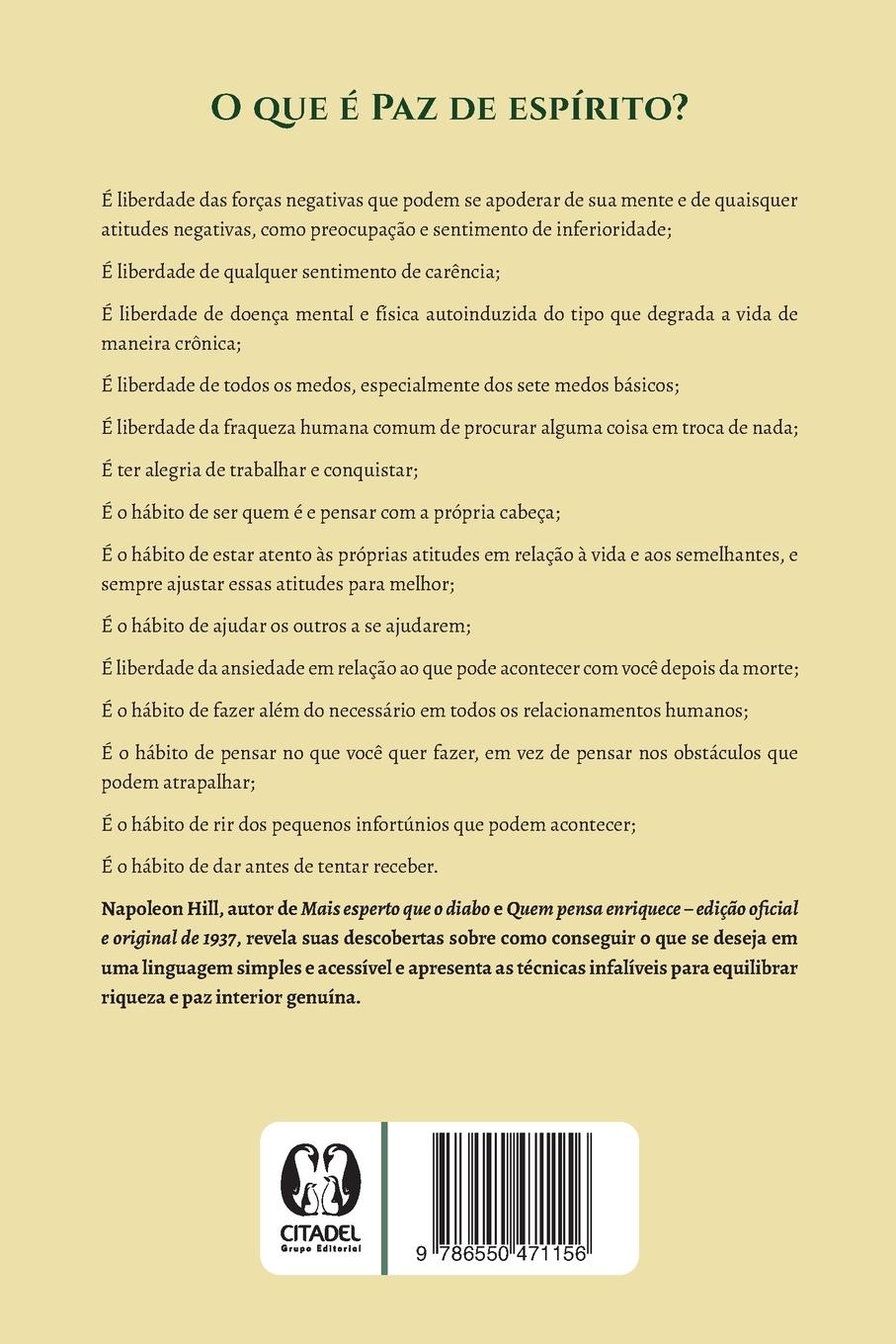 Rückseitencover Como enriquecer com paz de espírito