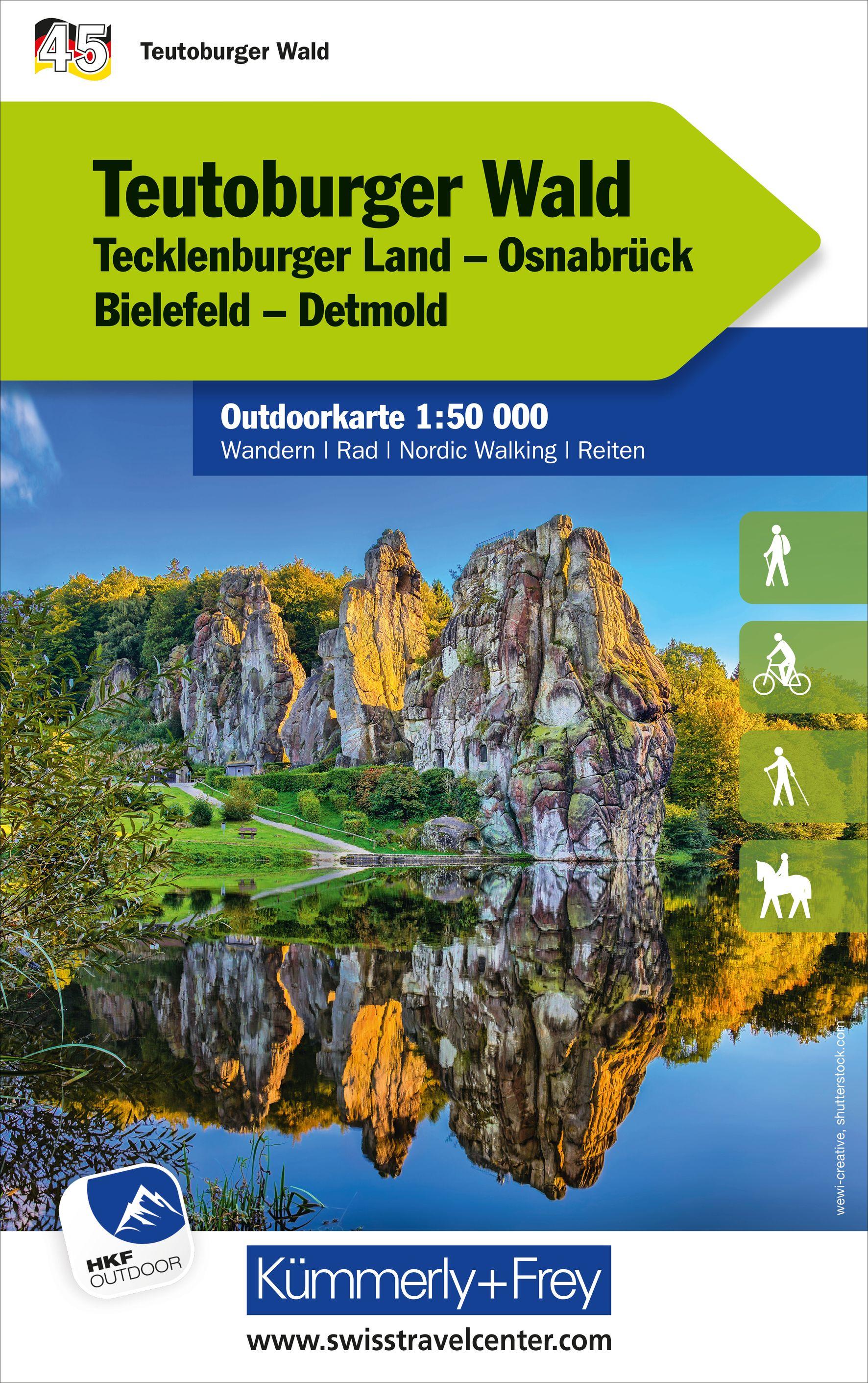 Vorderes Coverbild Kümmerly+Frey Outdoorkarte Deutschland 45 Teutoburger Wald 1:50.000