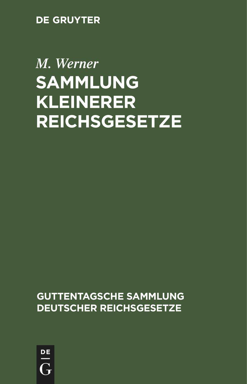 Vorderes Coverbild Sammlung kleinerer Reichsgesetze