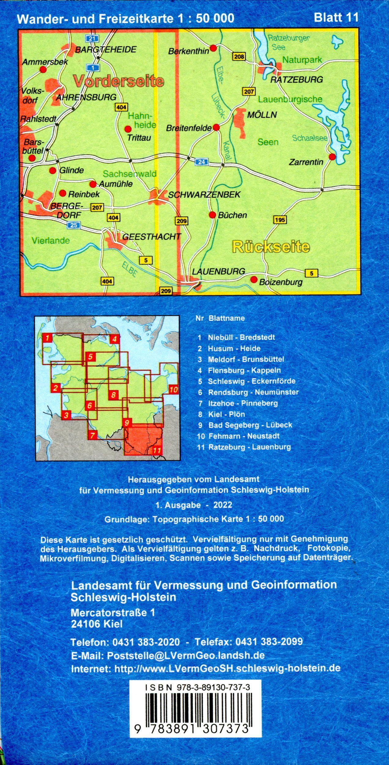 Beispielinhalt (Bild) Wander- und Freizeitkarte Ratzeburg - Lauenburg