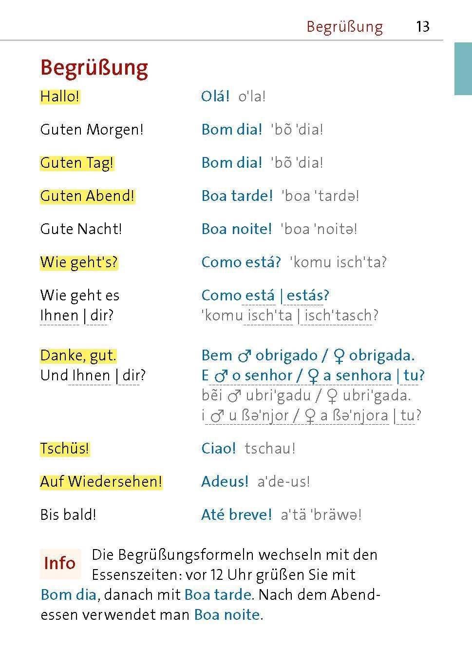 Beispielinhalt (Bild) Langenscheidt Universal-Sprachführer Portugiesisch