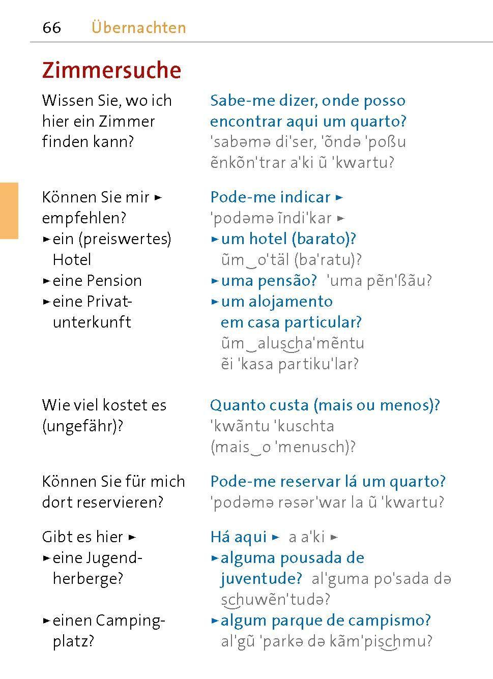 Beispielinhalt (Bild) Langenscheidt Universal-Sprachführer Portugiesisch