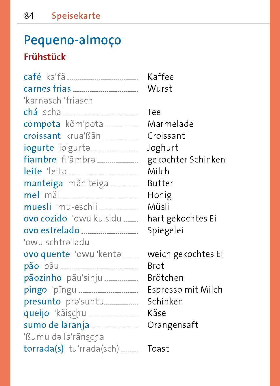 Beispielinhalt (Bild) Langenscheidt Universal-Sprachführer Portugiesisch