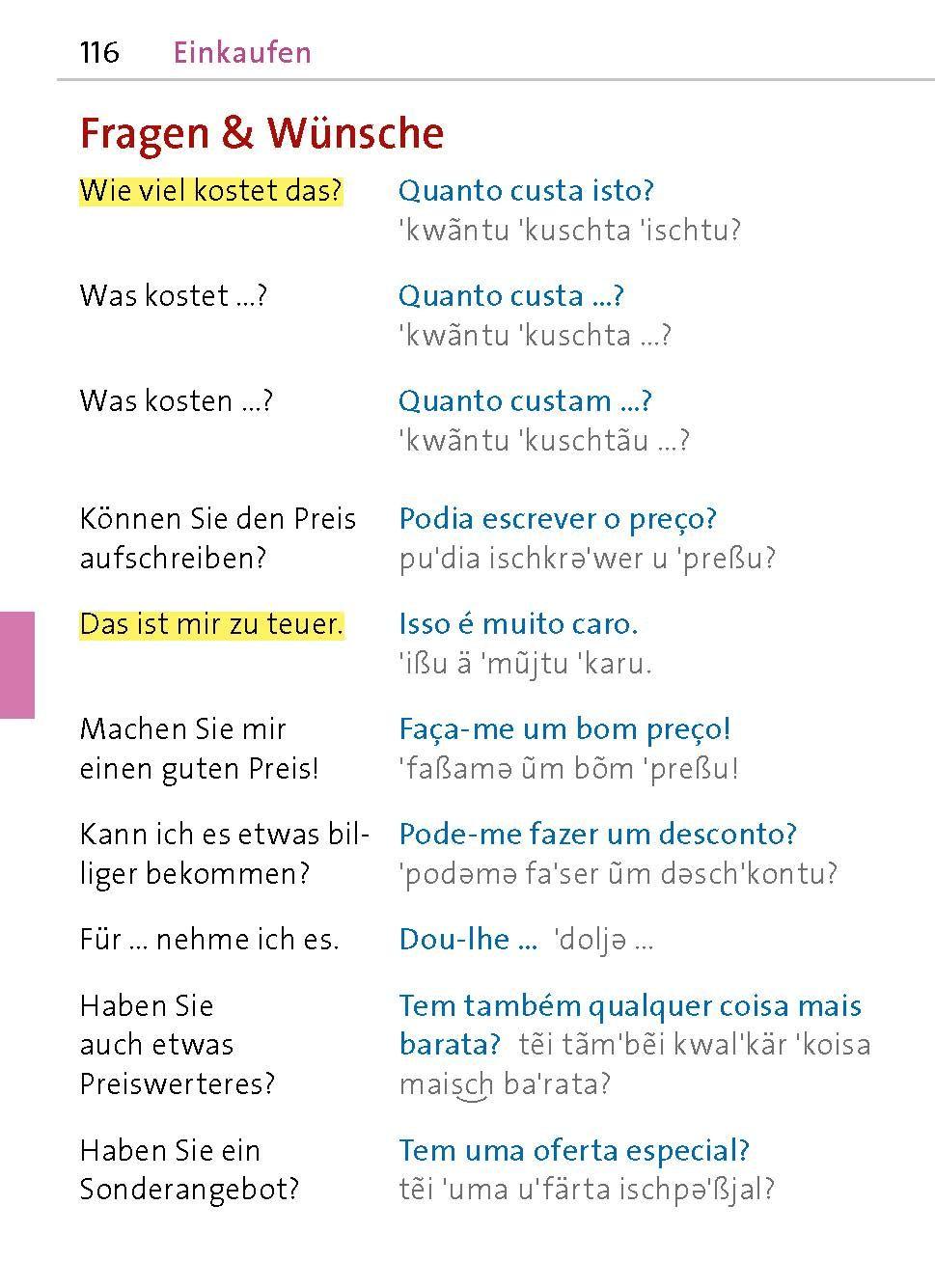 Beispielinhalt (Bild) Langenscheidt Universal-Sprachführer Portugiesisch