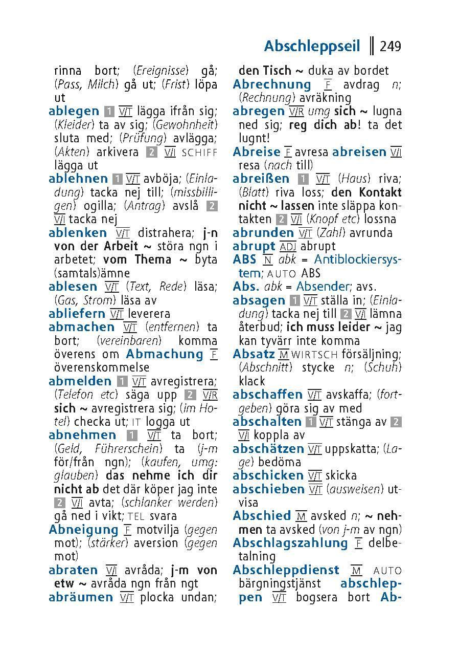 Beispielinhalt (Bild) Langenscheidt Universal-Wörterbuch Schwedisch