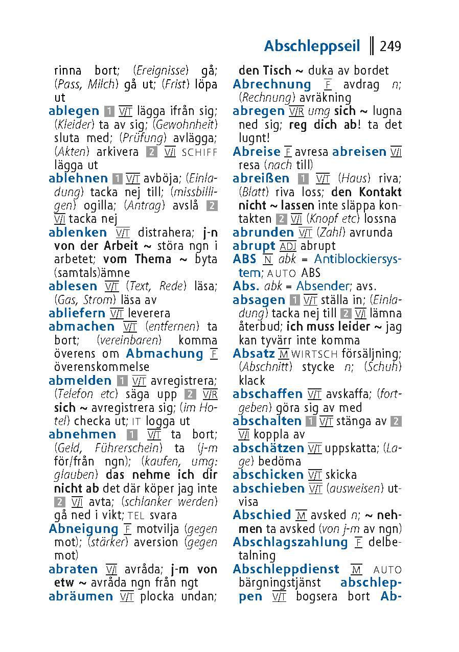 Beispielinhalt (Bild) Langenscheidt Universal-Wörterbuch Schwedisch