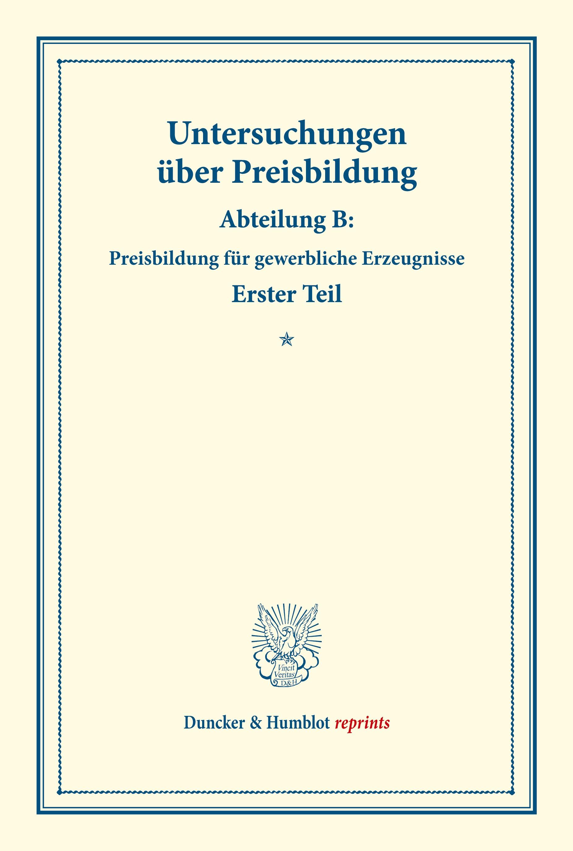 Vorderes Coverbild Untersuchungen über Preisbildung.