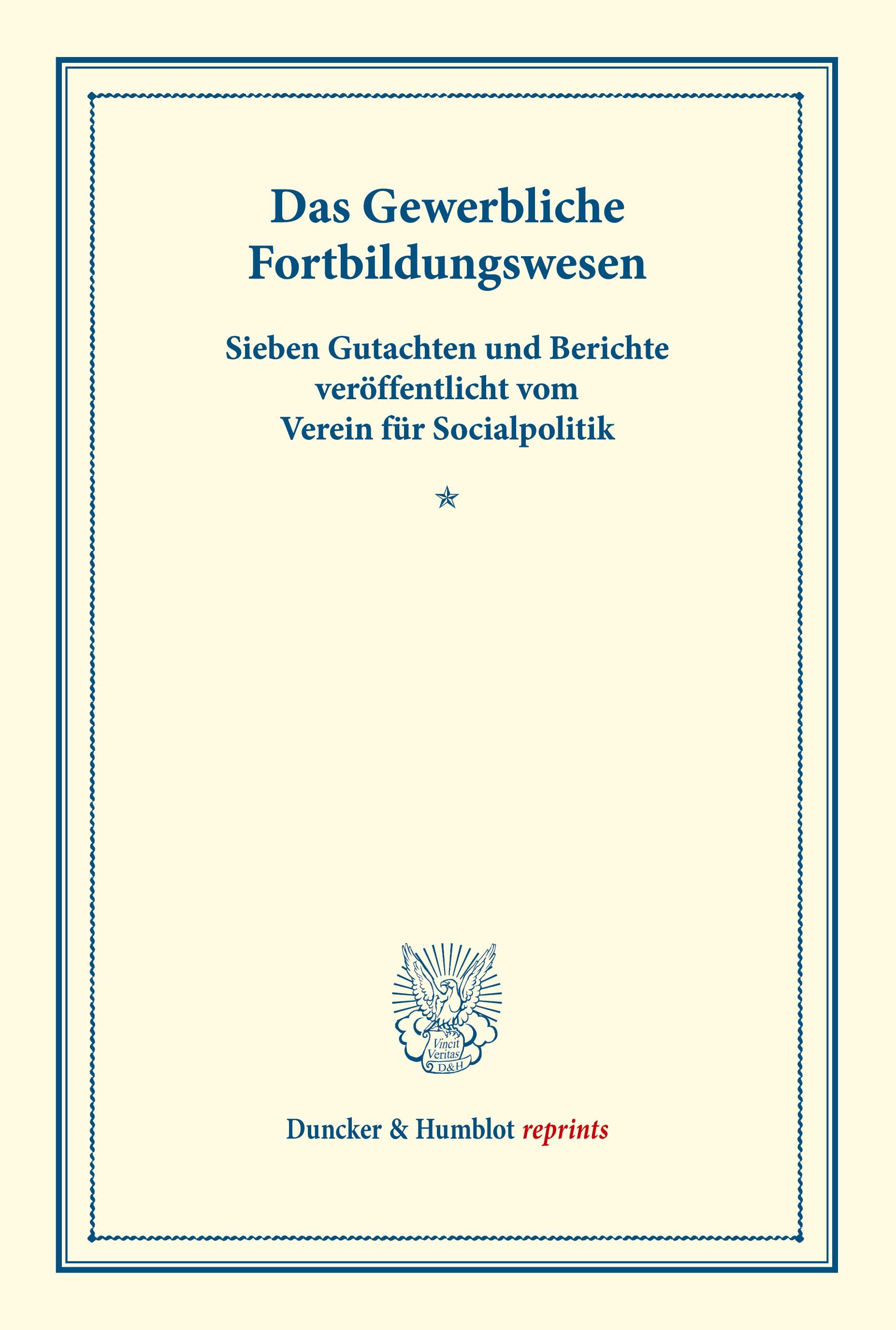 Vorderes Coverbild Das Gewerbliche Fortbildungswesen.