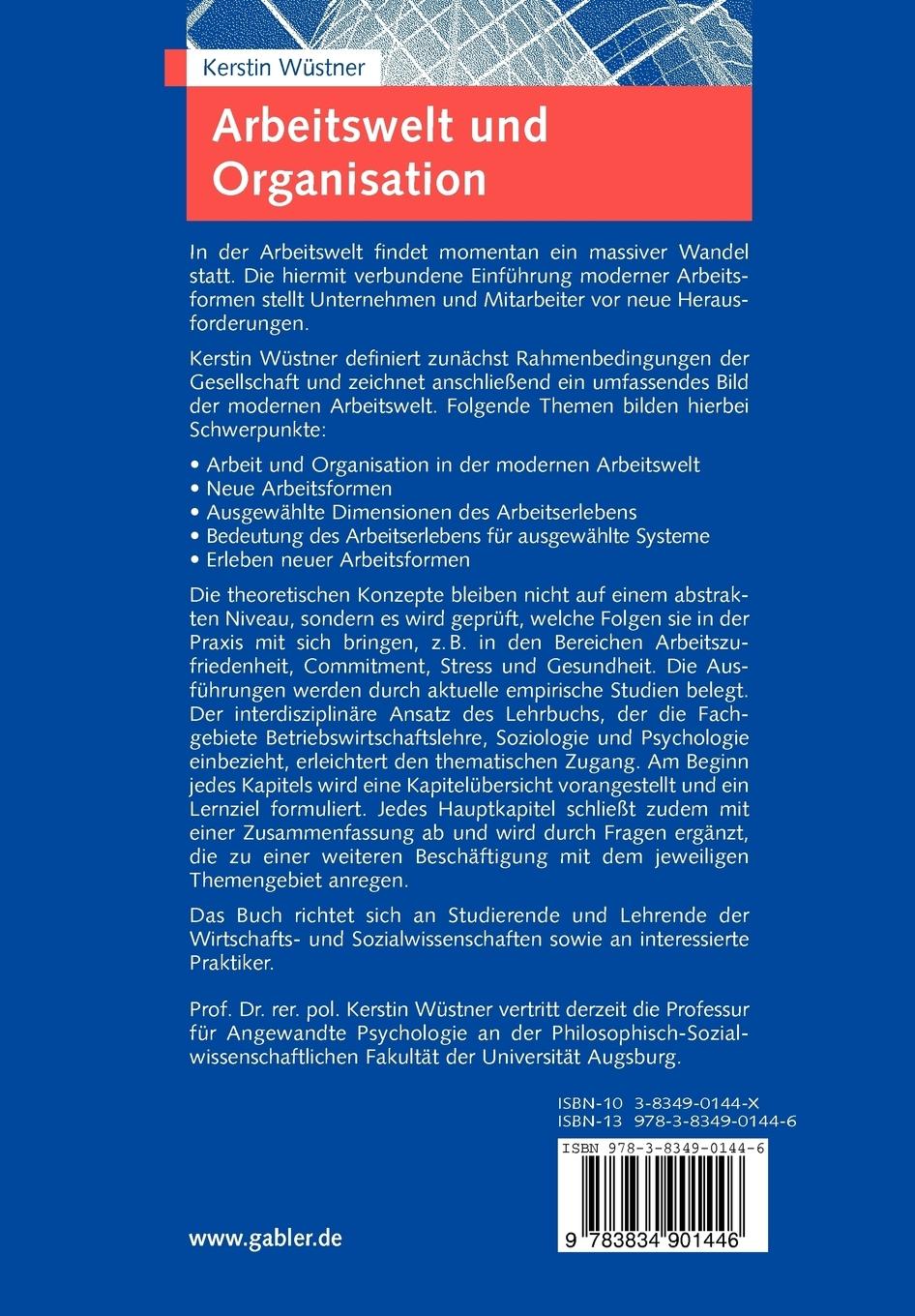 Rückseitencover Arbeitswelt und Organisation