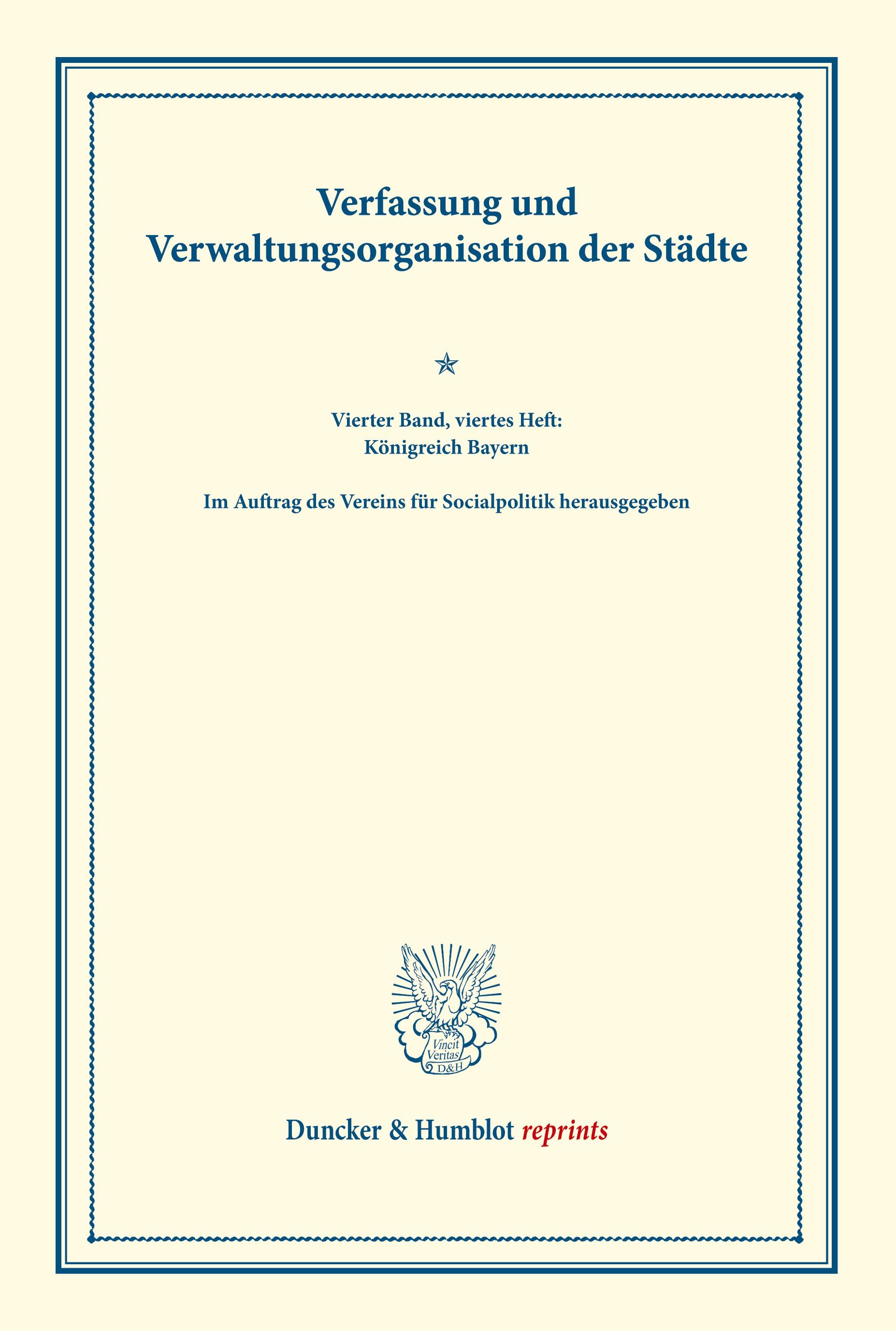 Vorderes Coverbild Verfassung und Verwaltungsorganisation der Städte.