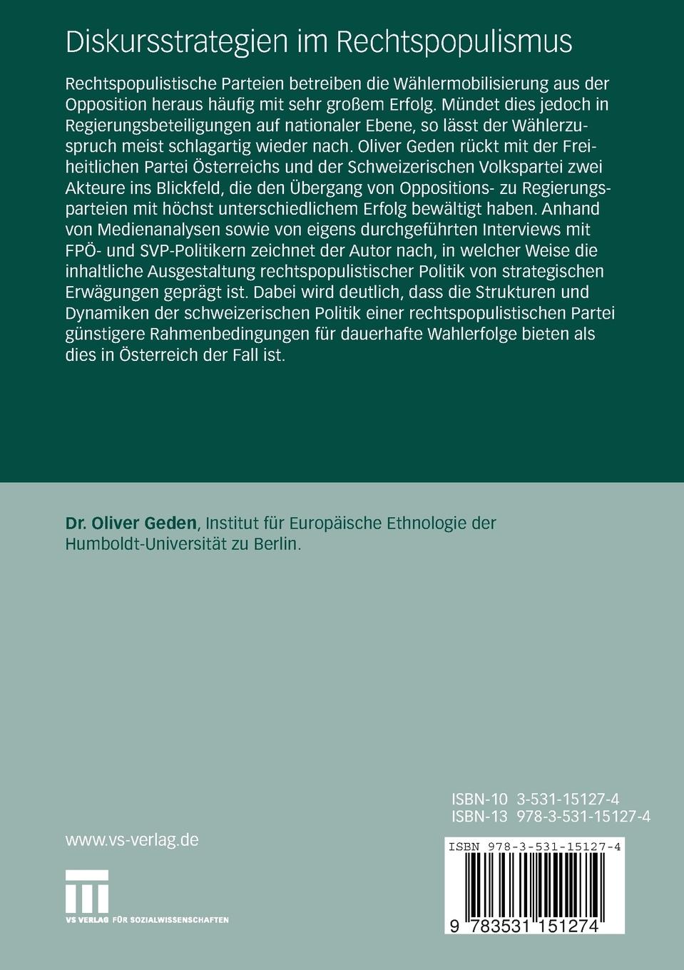 Rückseitencover Diskursstrategien im Rechtspopulismus