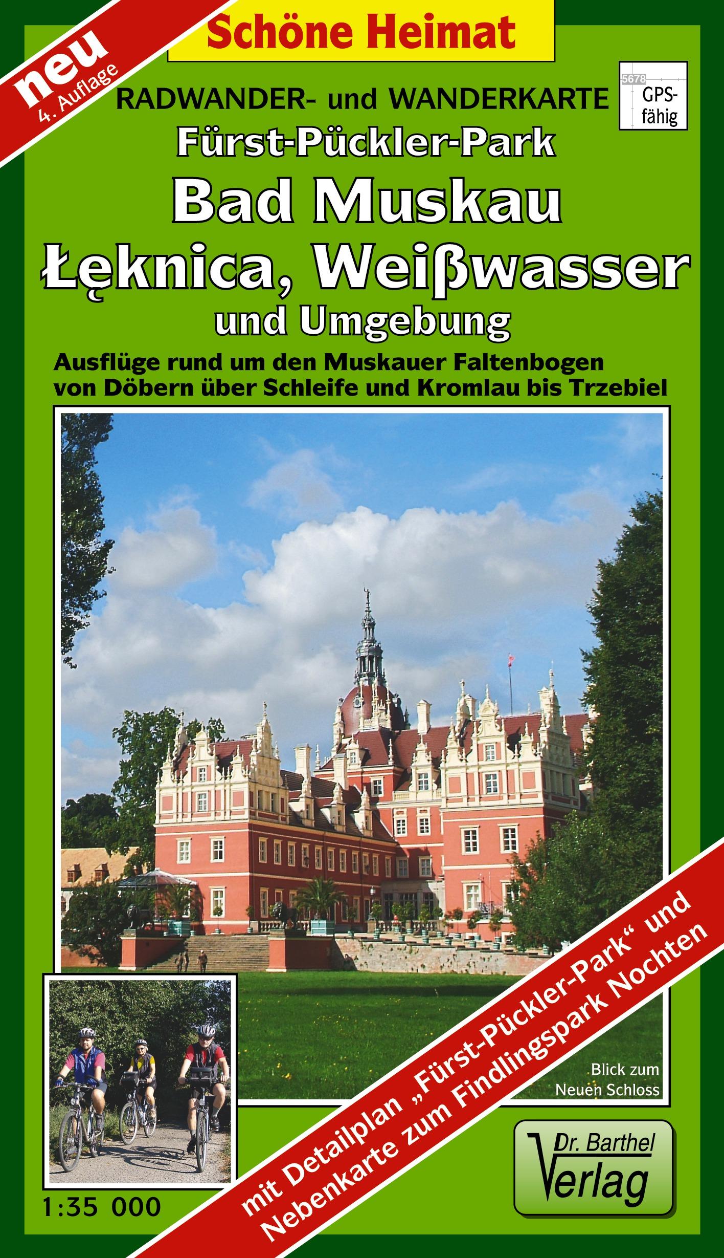 Vorderes Coverbild Fürst-Pückler-Park, Bad Mukau, Leknica, Weißwasser und Umgebung - Radwander- und Wanderkarte