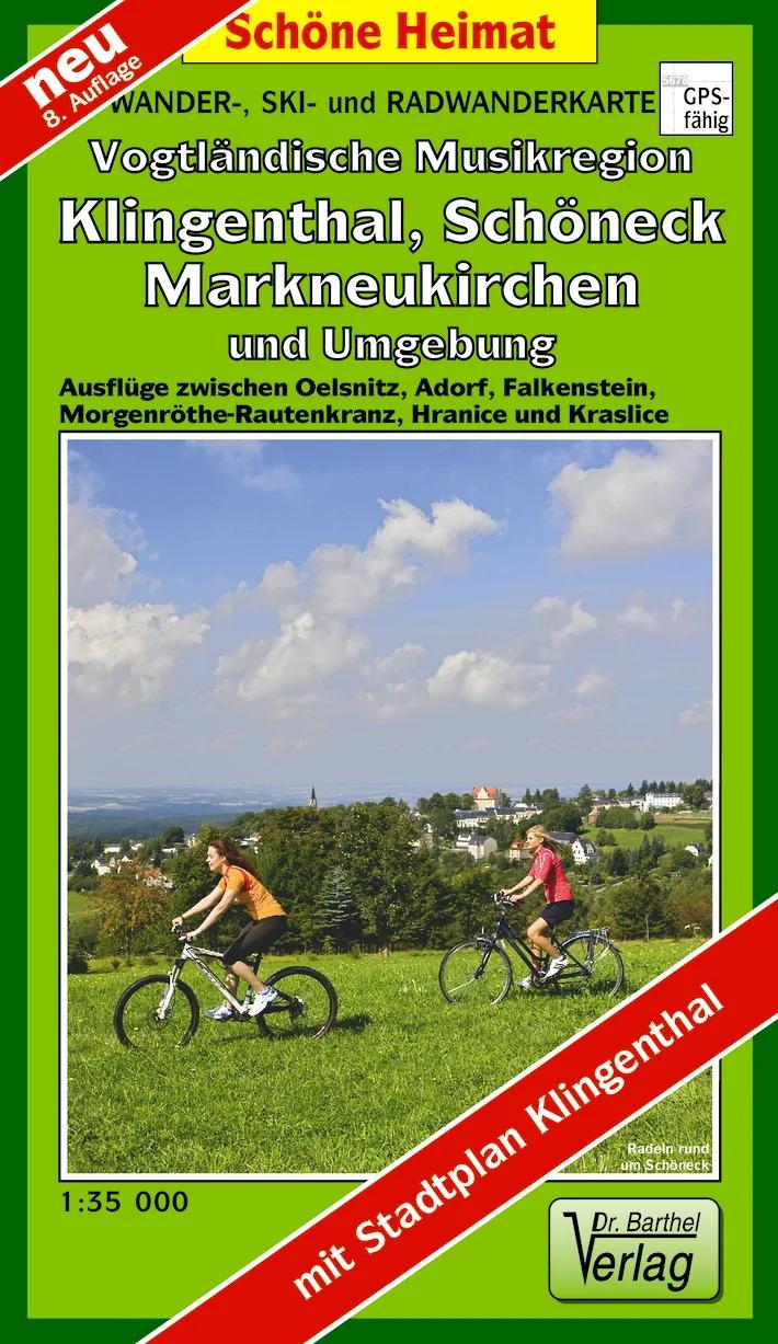 Vorderes Coverbild Wander-, Ski- und Radwanderkarte Vogtländische Musikregion mit Stadtplan Klingenthal 1 : 35 000