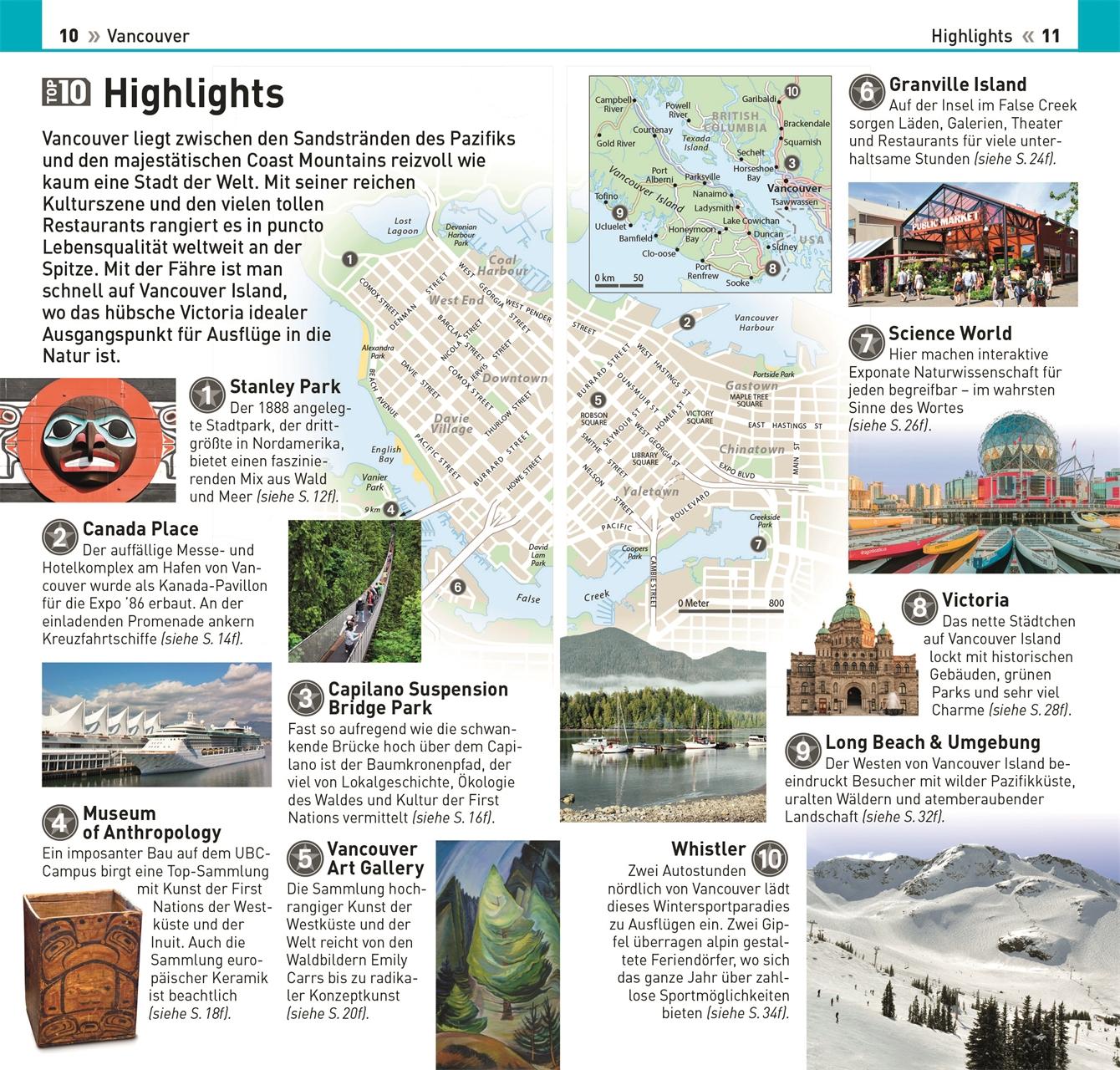 Beispielinhalt (Bild) Top 10 Reiseführer Vancouver