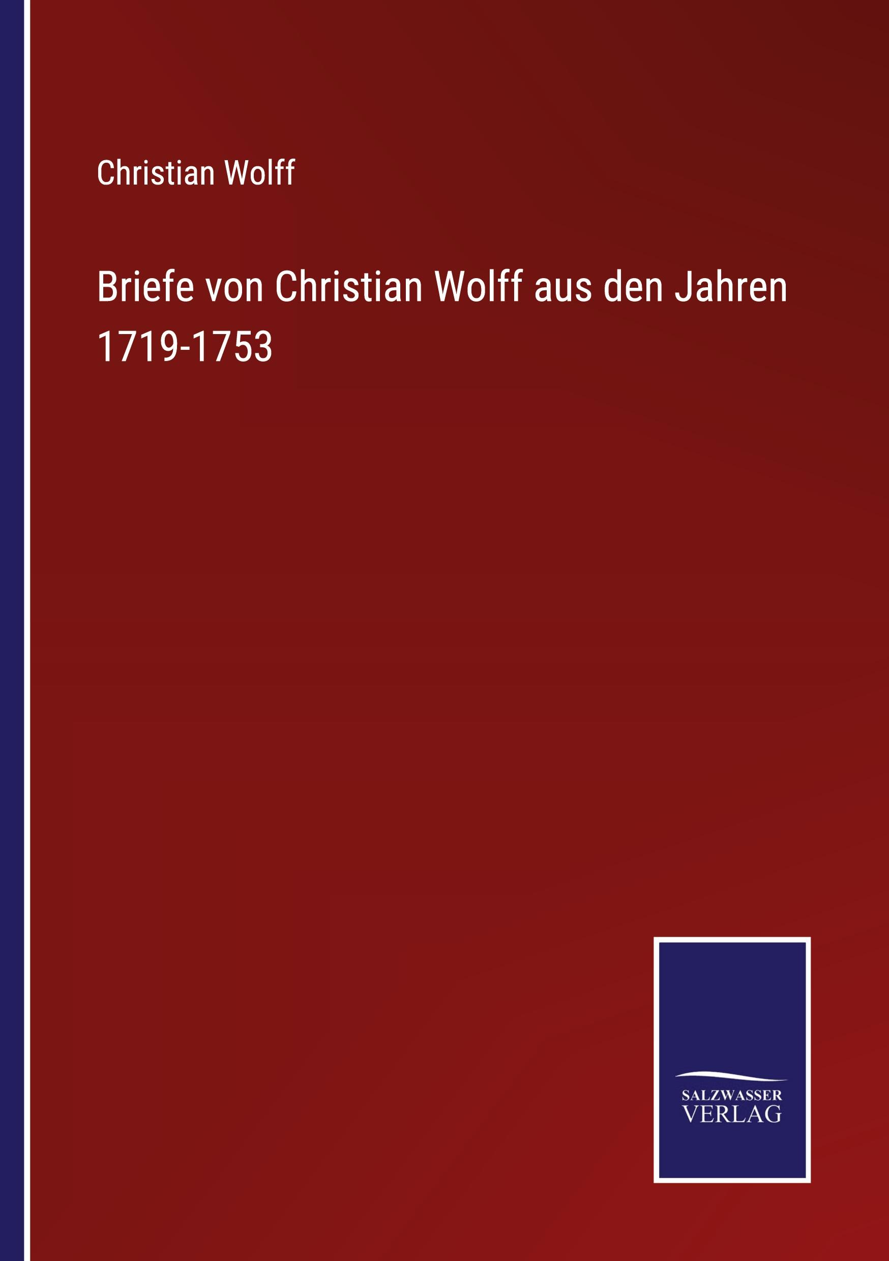 Vorderes Coverbild Briefe von Christian Wolff aus den Jahren 1719-1753