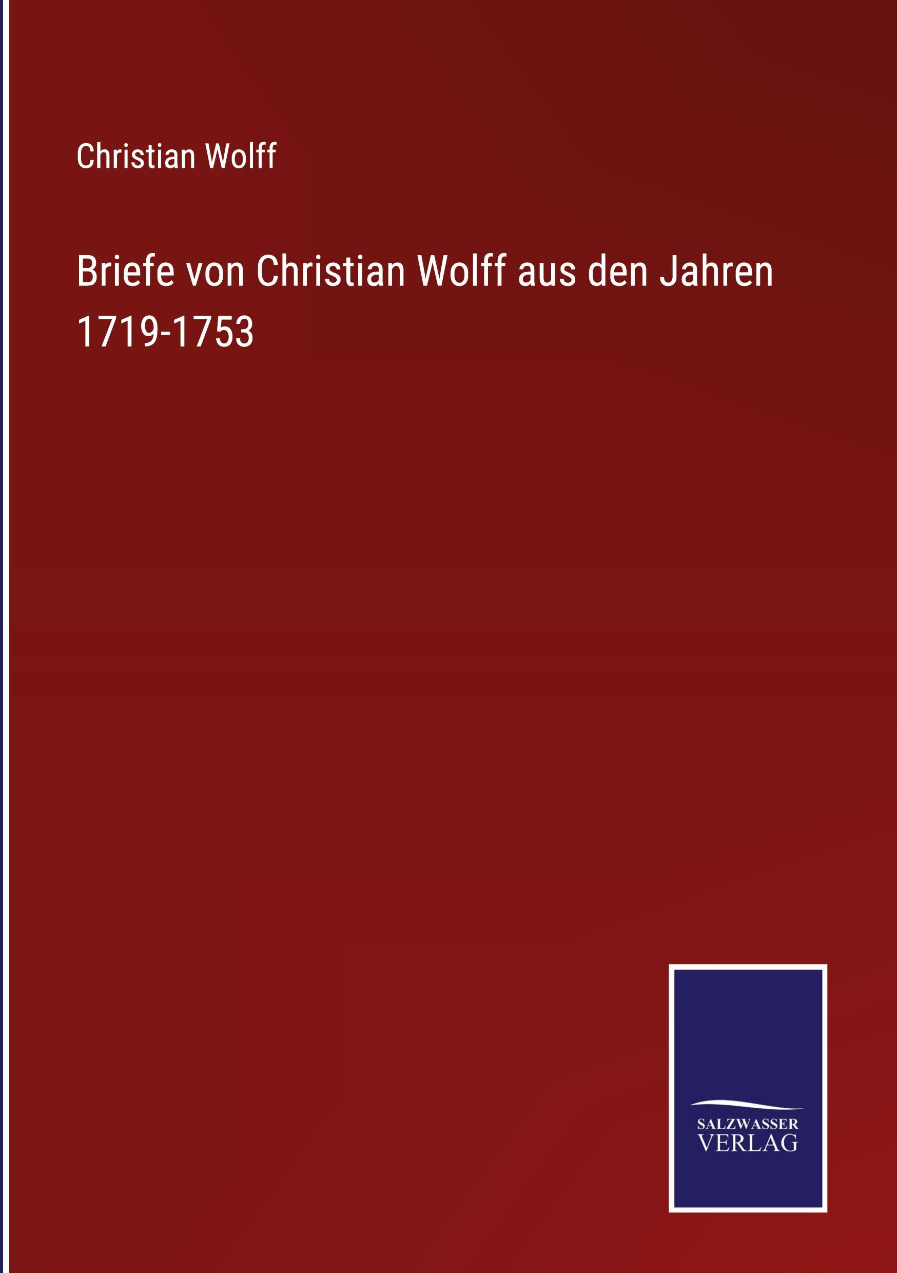 Vorderes Coverbild Briefe von Christian Wolff aus den Jahren 1719-1753