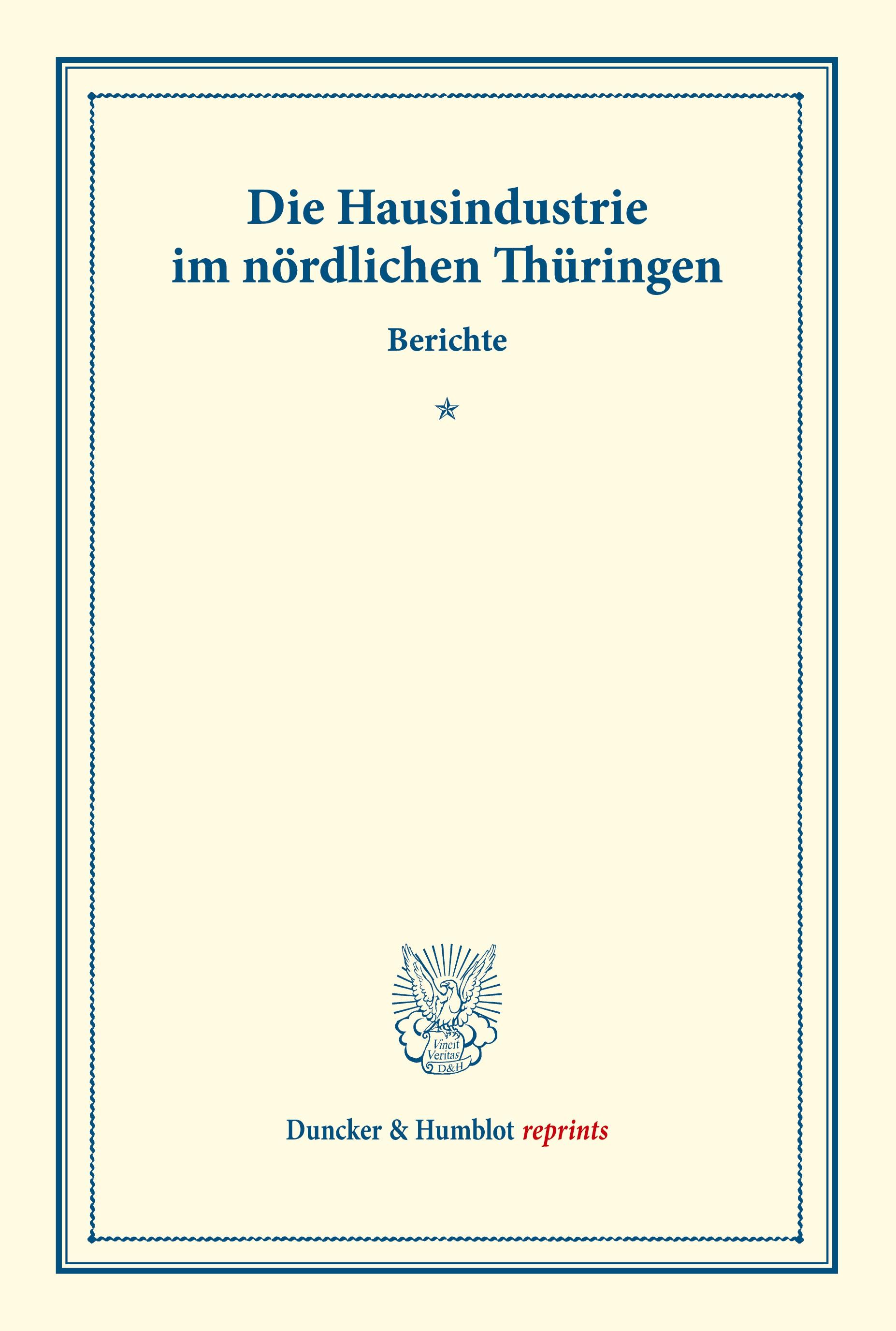 Vorderes Coverbild Die Hausindustrie im nördlichen Thüringen.