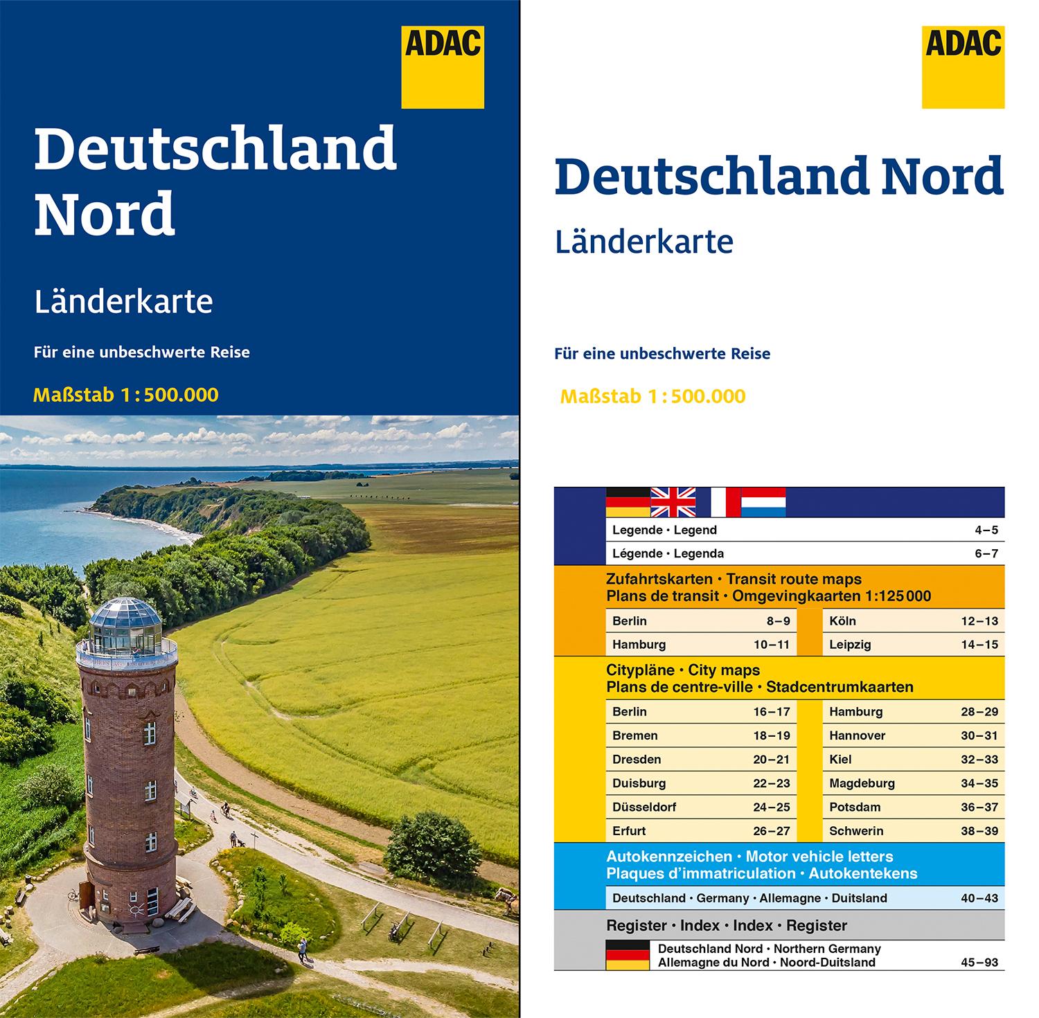 Beispielinhalt (Bild) ADAC Länderkarte Deutschland Nord 1:500.000