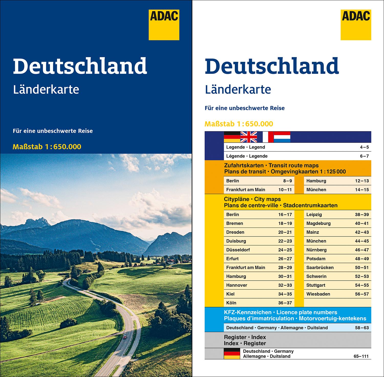 Beispielinhalt (Bild) ADAC Länderkarte Deutschland 1:650.000