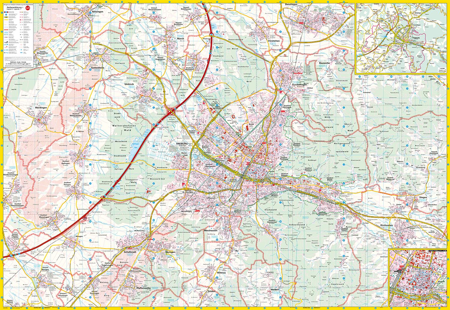 Beispielinhalt (Bild) Falk Stadtplan Extra Freiburg 1:17.500