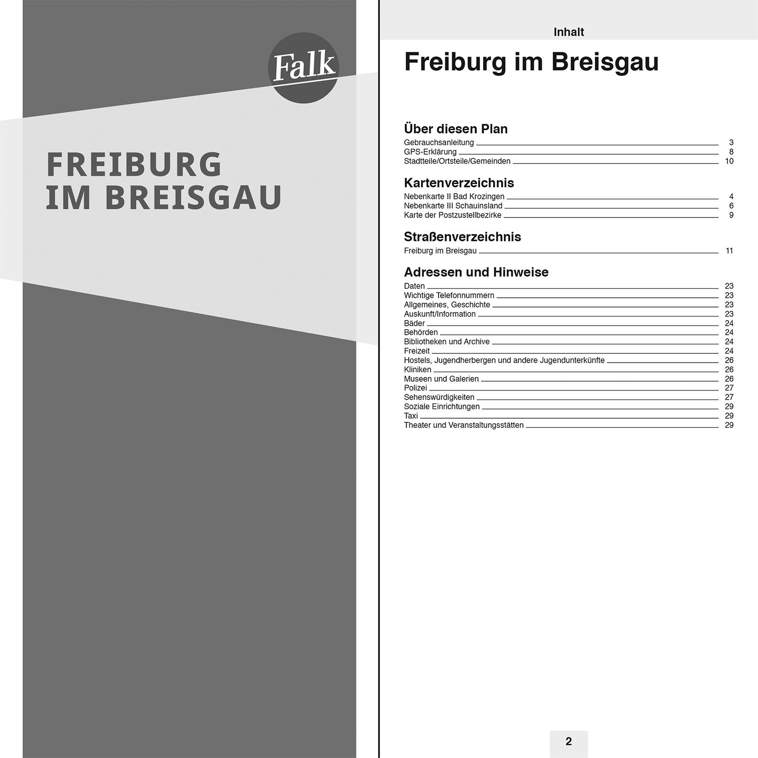 Beispielinhalt (Bild) Falk Stadtplan Extra Freiburg 1:17.500