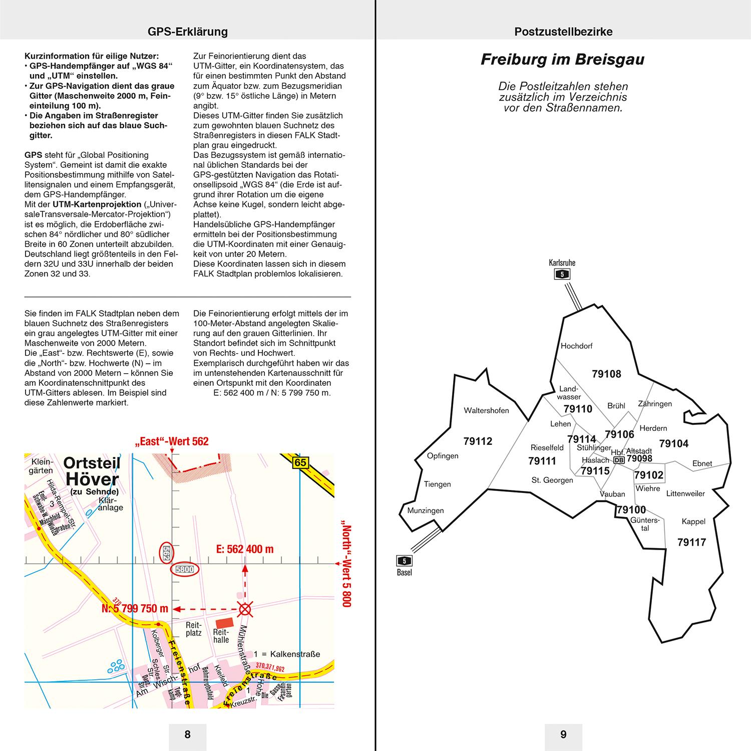 Beispielinhalt (Bild) Falk Stadtplan Extra Freiburg 1:17.500