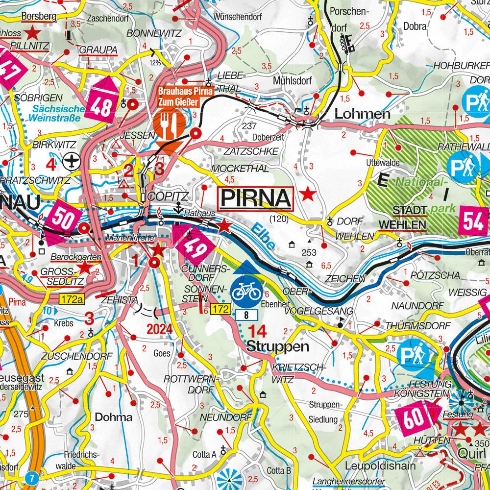 Beispielinhalt (Bild) MARCO POLO Freizeitkarte 24 Dresden, Oberlausitz, Sächsische Schweiz 1:100.000