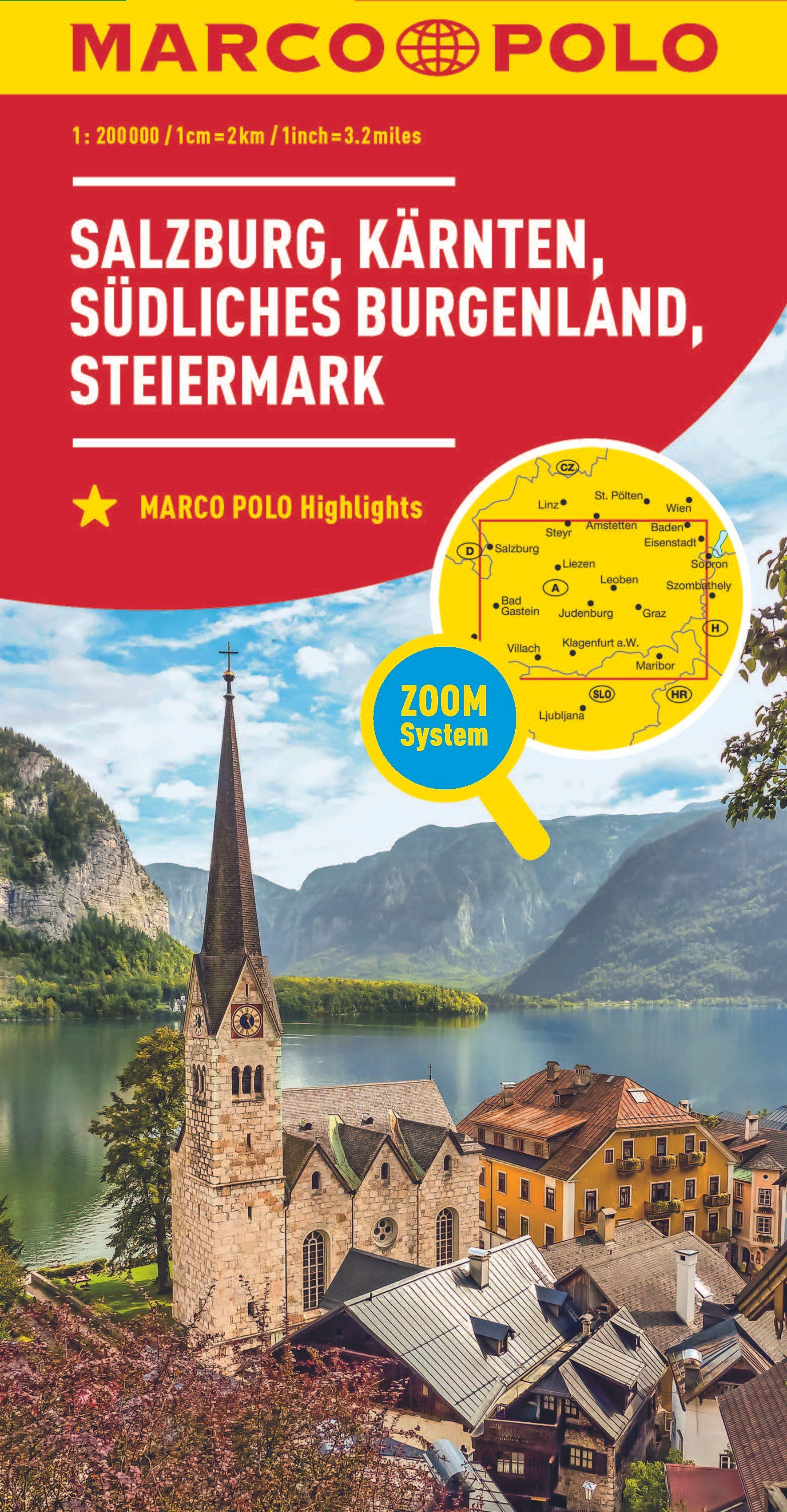 Vorderes Coverbild MARCO POLO Regionalkarte Österreich 02 Salzburg, Kärnten, Steiermark 1:200.000