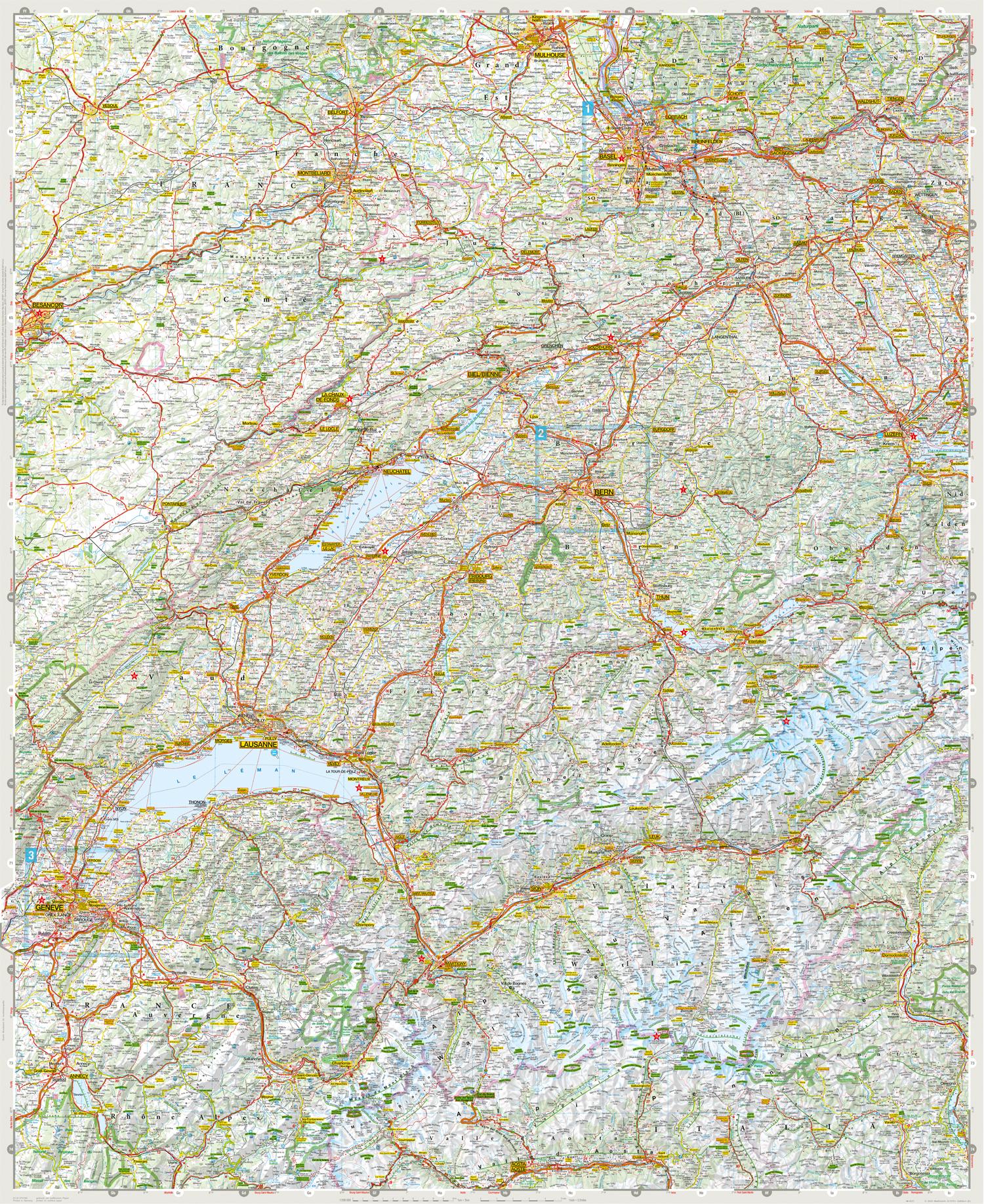 Beispielinhalt (Bild) MARCO POLO Regionalkarte Schweiz 01 - westlicher Teil 1:200.000