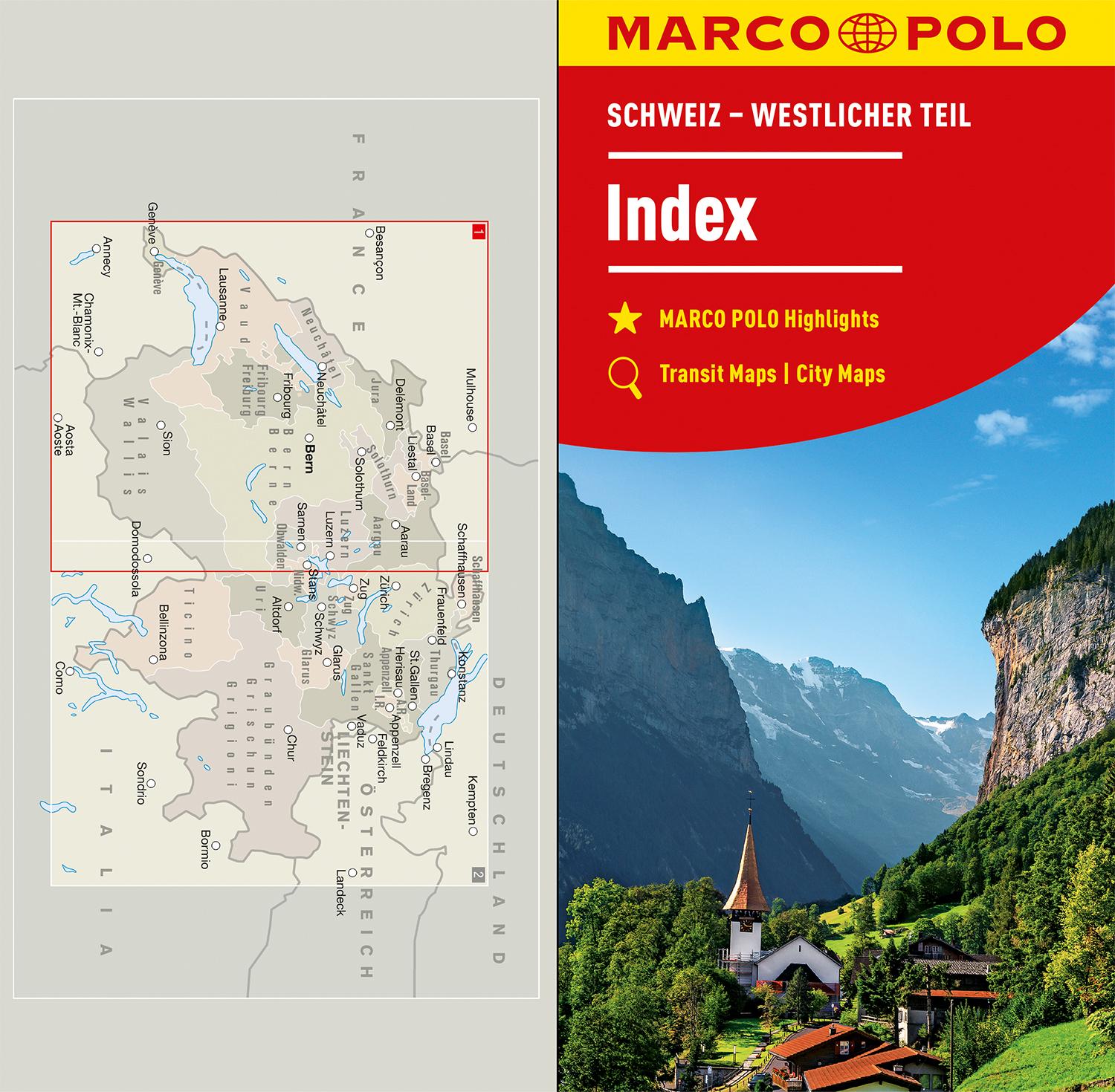 Beispielinhalt (Bild) MARCO POLO Regionalkarte Schweiz 01 - westlicher Teil 1:200.000