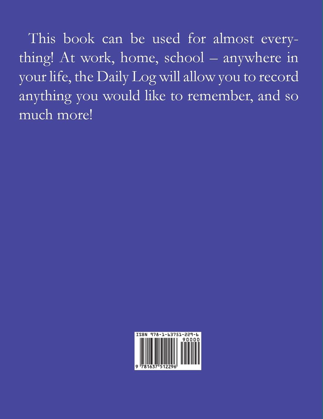 Rückseitencover Daily Log for Writers