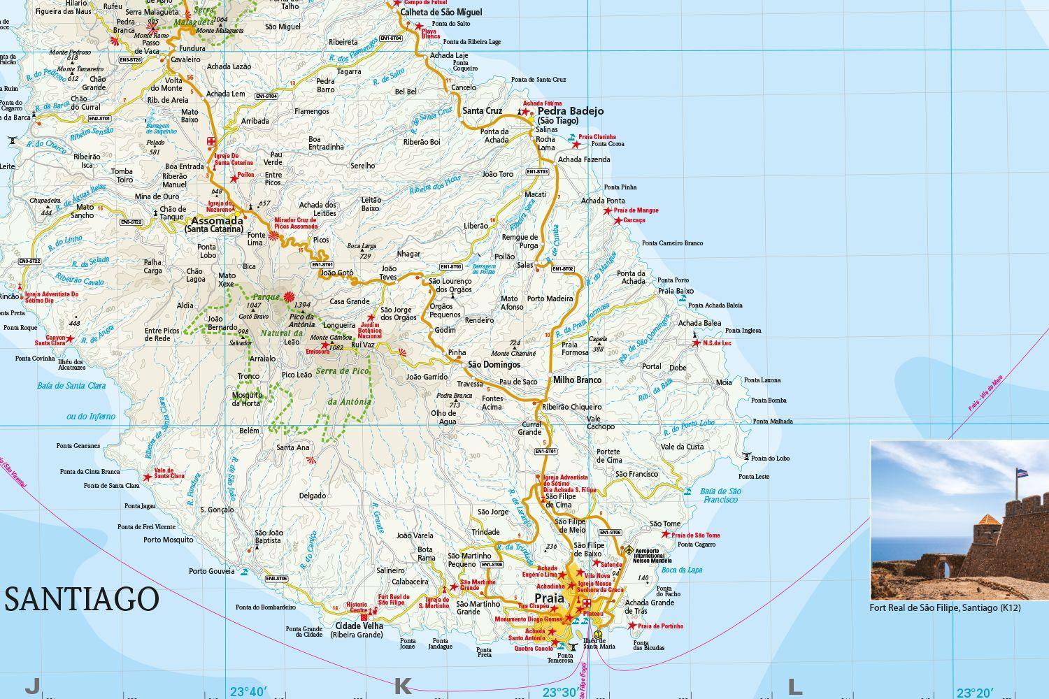 Beispielinhalt (Bild) Reise Know-How Landkarte Cabo Verde (1:135.000)