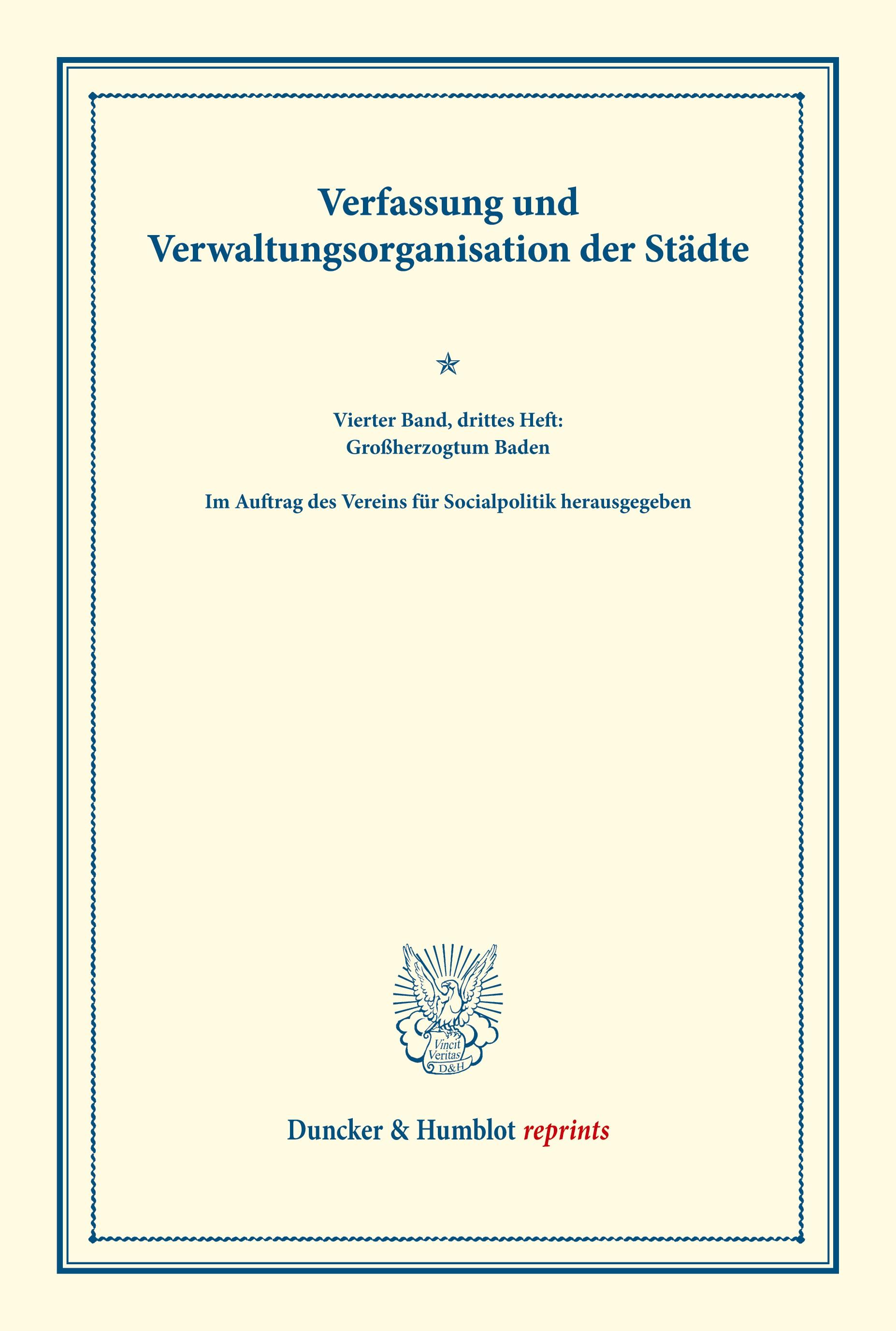 Vorderes Coverbild Verfassung und Verwaltungsorganisation der Städte.