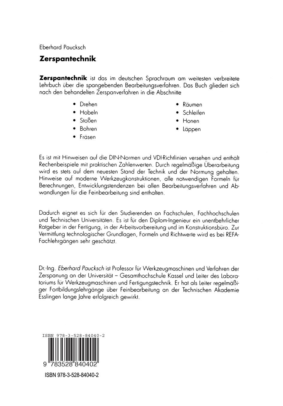 Rückseitencover Zerspantechnik