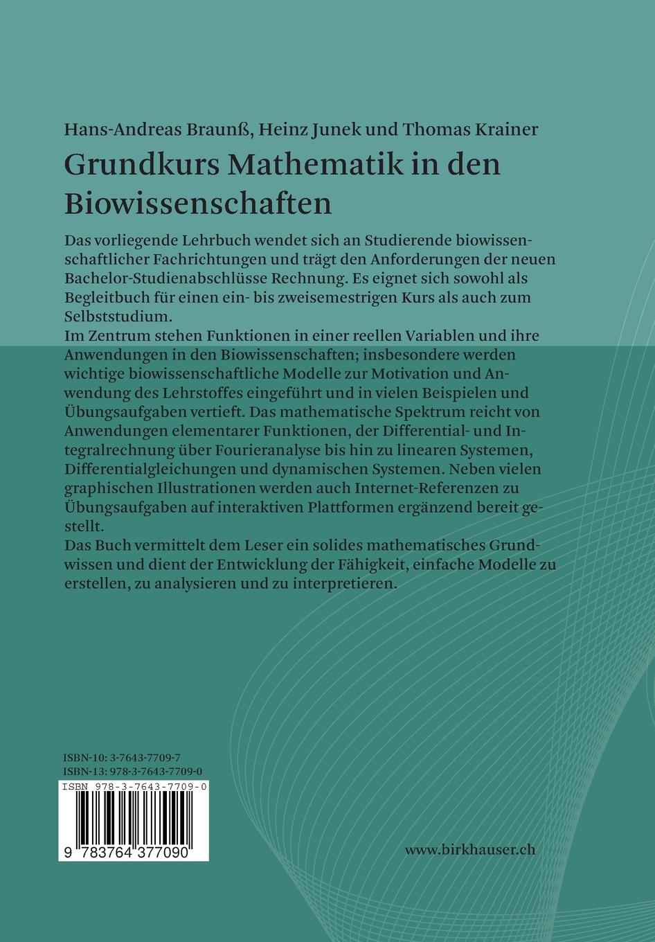 Rückseitencover Grundkurs Mathematik in den Biowissenschaften