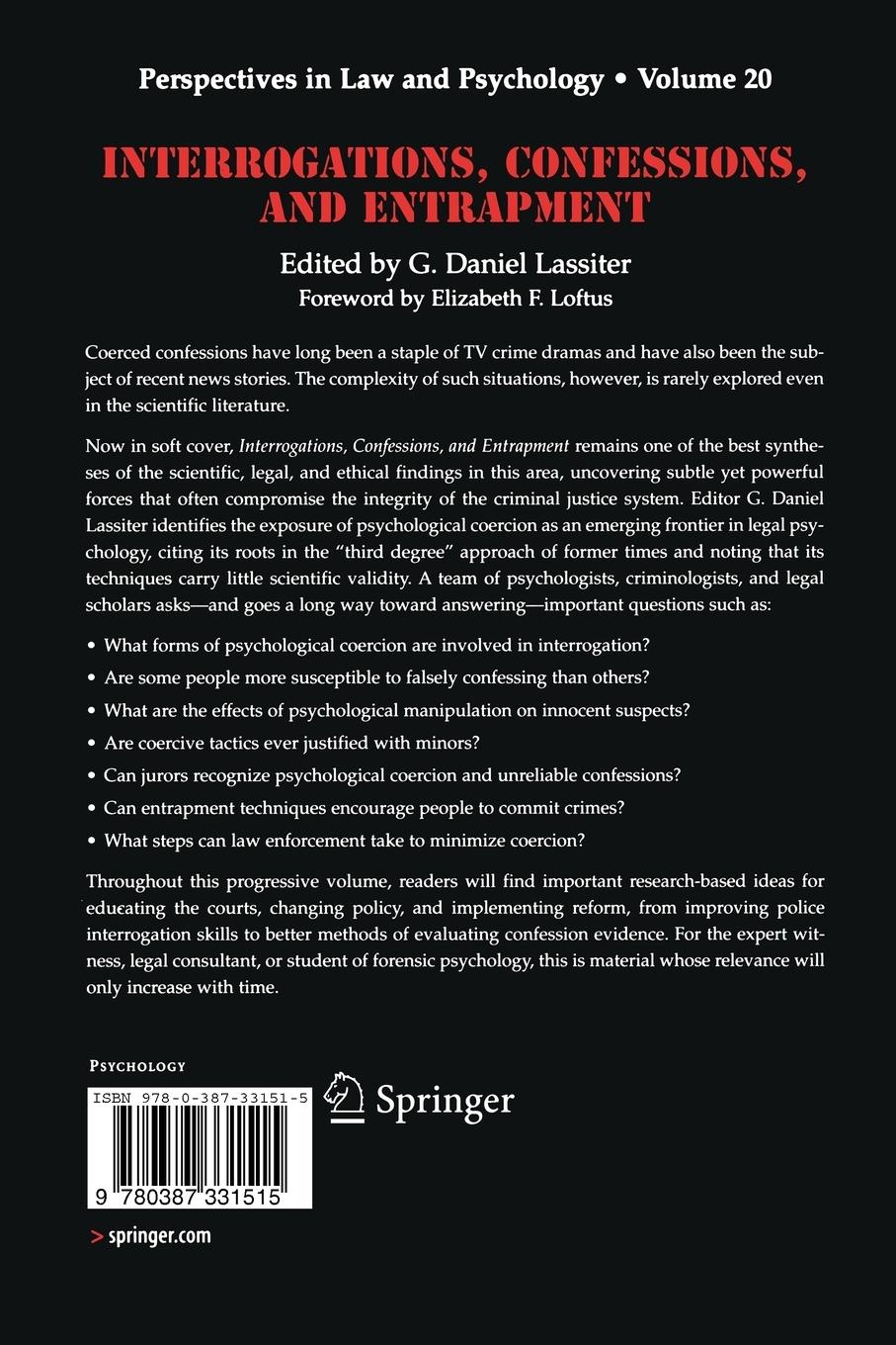 Rückseitencover Interrogations, Confessions, and Entrapment