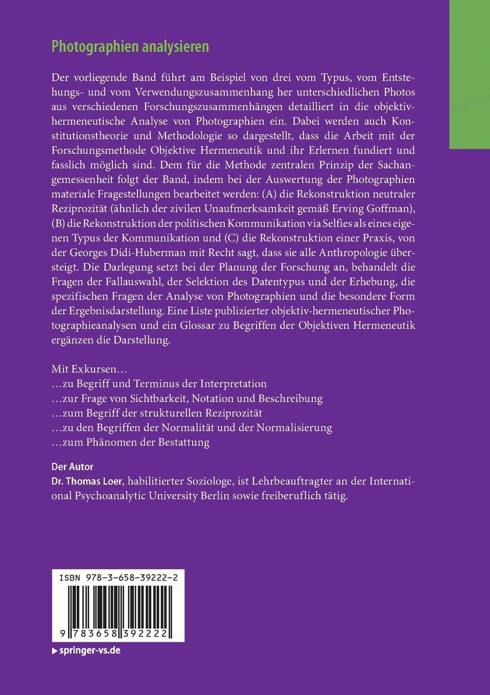 Rückseitencover Photographien analysieren