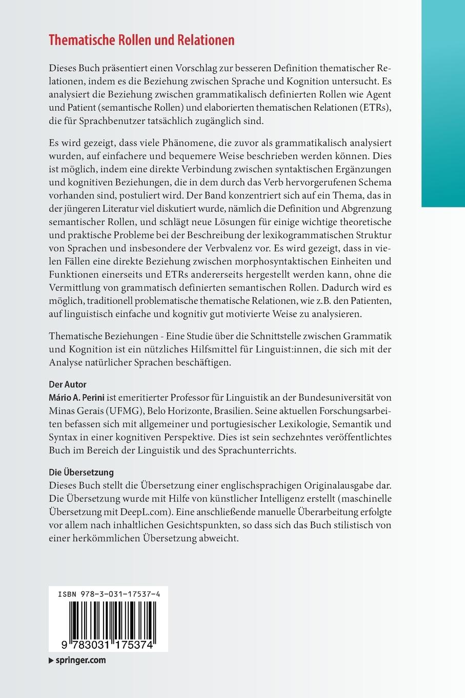 Rückseitencover Thematische Rollen und Relationen