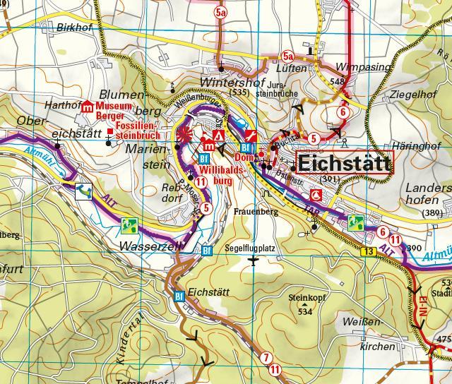 Beispielinhalt (Bild) ADFC-Regionalkarte Altmühltal Ingolstadt, 1:75.000, mit Tagestourenvorschlägen, reiß- und wetterfest, GPS-Tracks Download