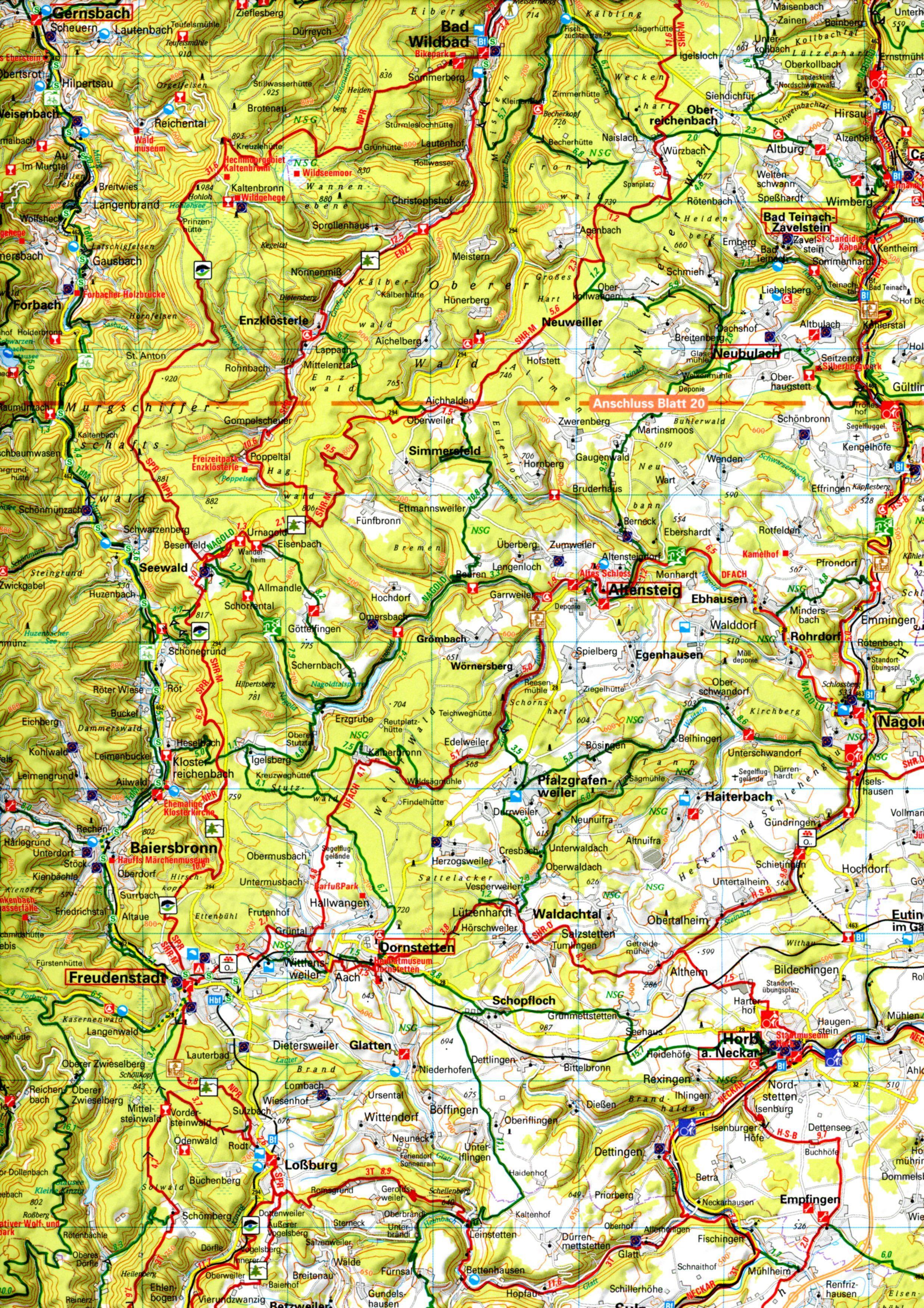 Beispielinhalt (Bild) ADFC-Radtourenkarte 24 Schwarzwald Oberrhein 1:150.000, reiß- und wetterfest, E-Bike geeignet, GPS-Tracks Download, mit Bett+Bike Symbolen, mit Kilometer-Angaben