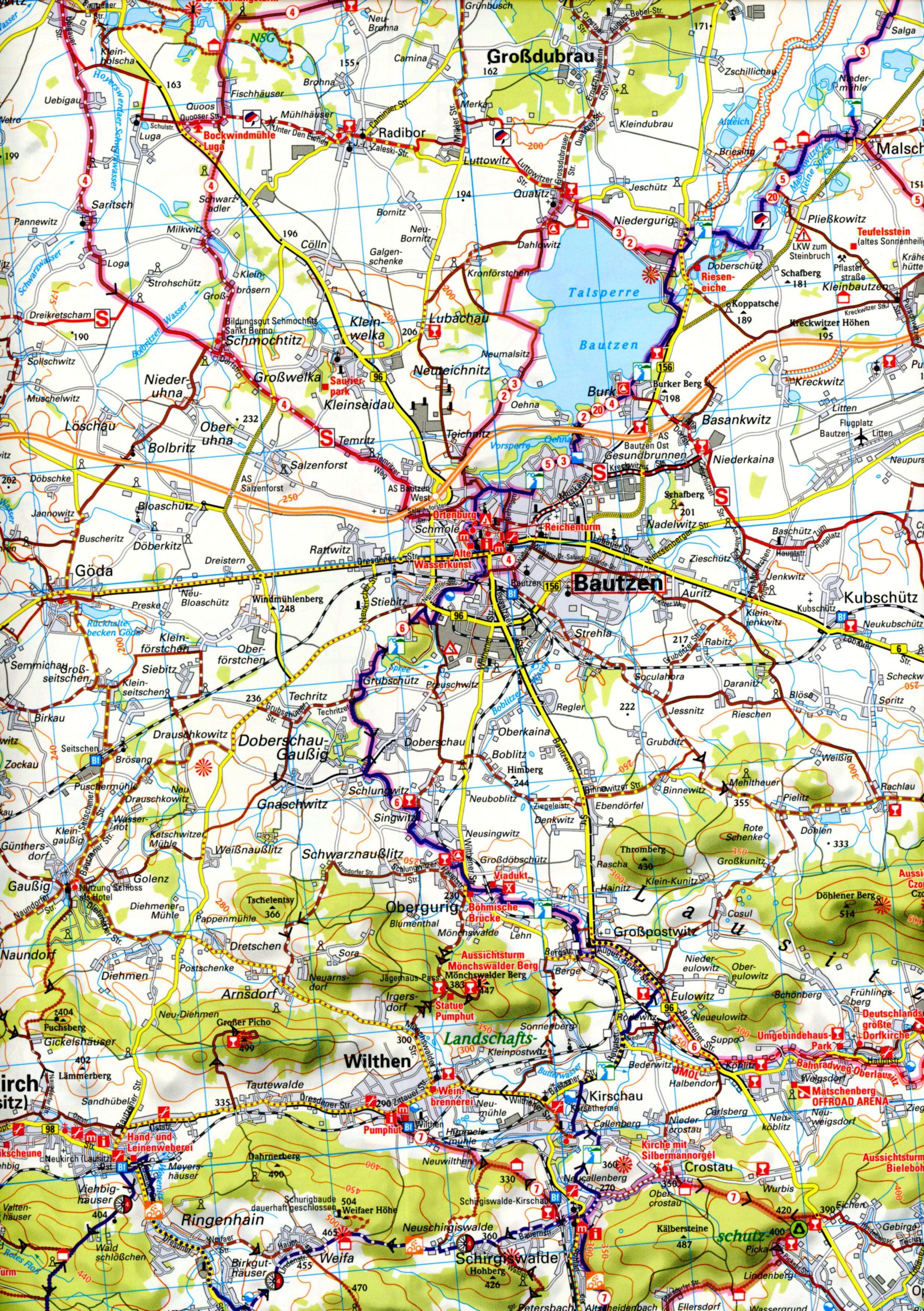 Beispielinhalt (Bild) ADFC-Regionalkarte Oberlausitz - Lausitzer Seen, 1:75.000, mit Tagestourenvorschlägen, reiß- und wetterfest, GPS-Tracks Download