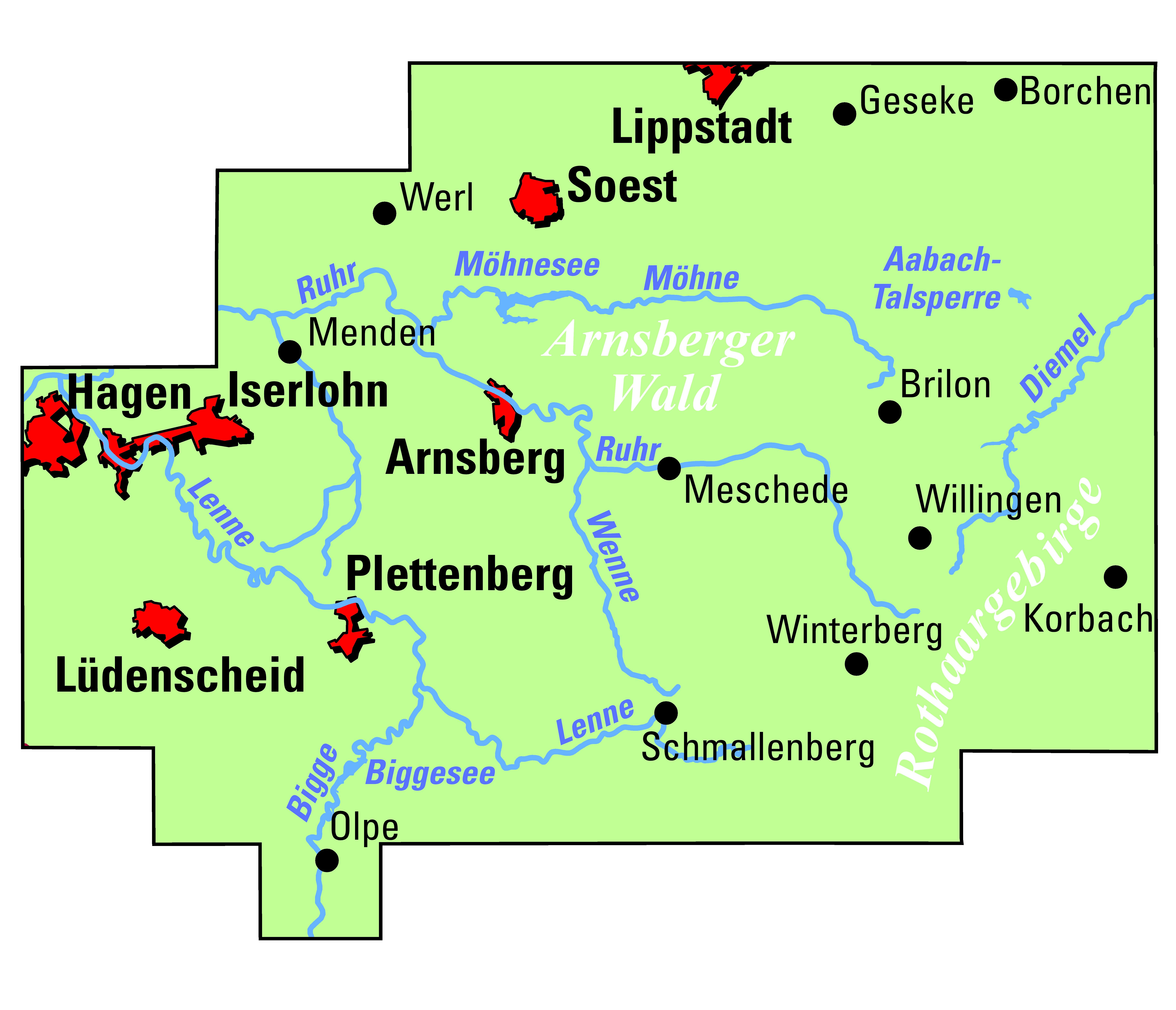 Rückseitencover ADFC-Regionalkarte Sauerland mit Tagestouren-Vorschlägen, 1:75.000, reiß- und wetterfest, GPS-Tracks Download