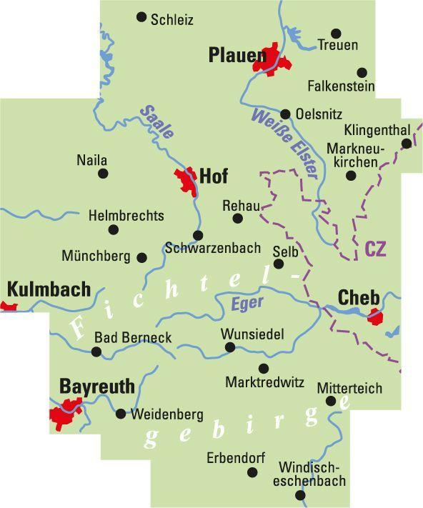 Beispielinhalt (Bild) ADFC-Regionalkarte Traumhafte E-Bike-Touren im Fichtelgebirge, 1:75.000, mit Tagestourenvorschlägen, reiß- und wetterfest, GPS-Tracks Download